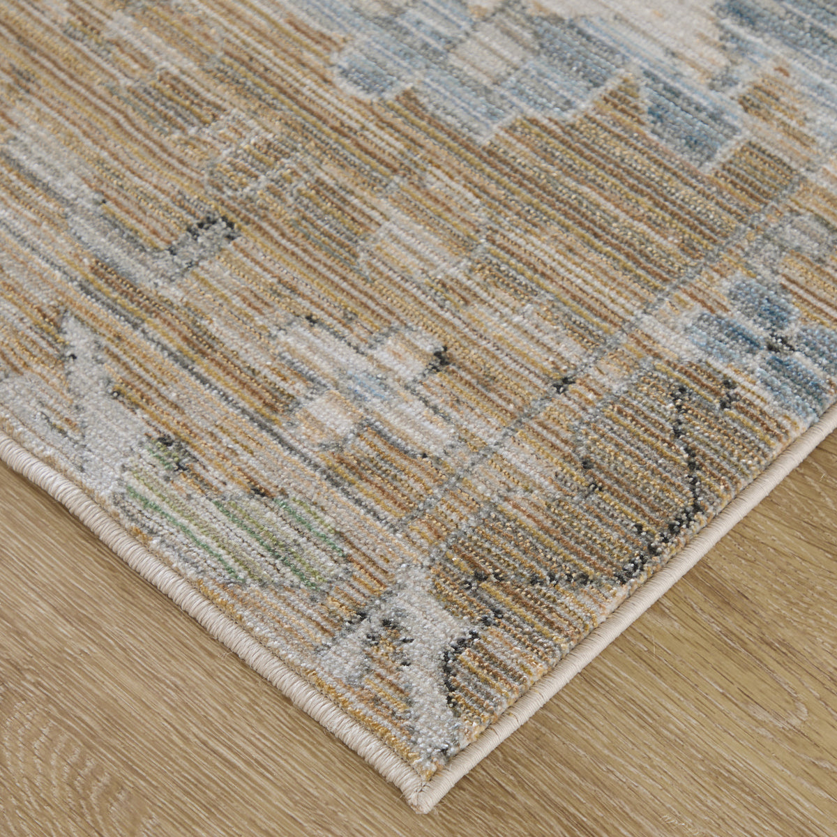 Augustine Traditional/Classic/Vintage Floral & Botanical/Distressed Tan/Blue/Ivory - Feizy Rug