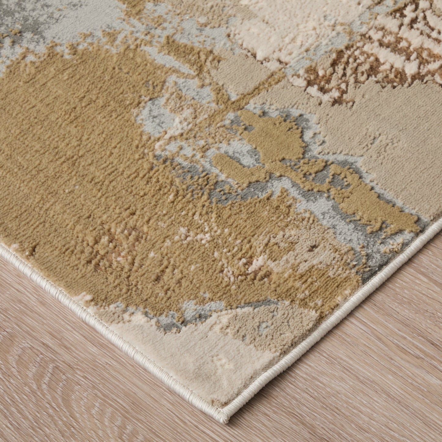 Aura Modern/Casual Gray/Ivory/Gold Accent Rug