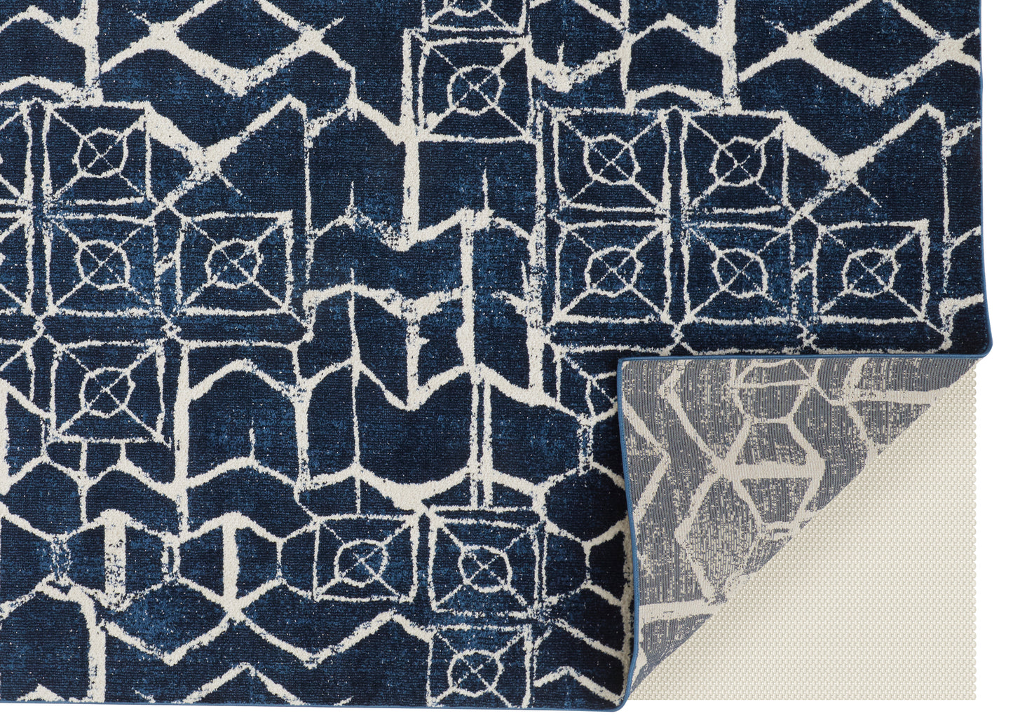 Remmy Transitional/Farmhouse Geometric Blue/Ivory - Feizy Rug