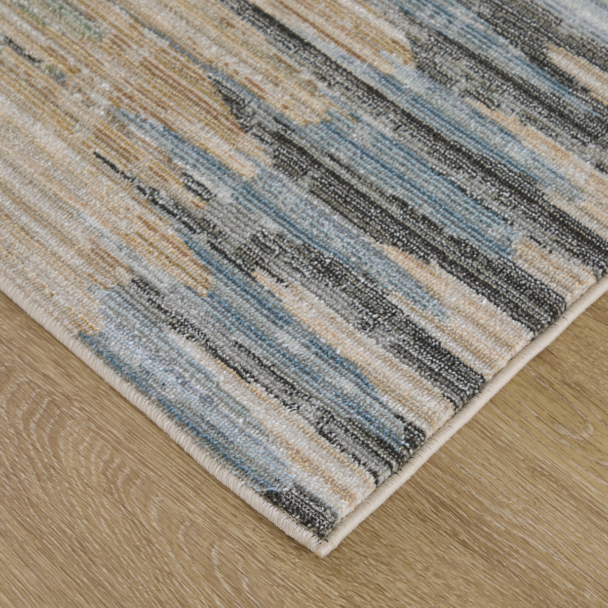 Greenwich Modern Stripes/Abstract/Distressed Ivory/Tan/Blue - Feizy Rug
