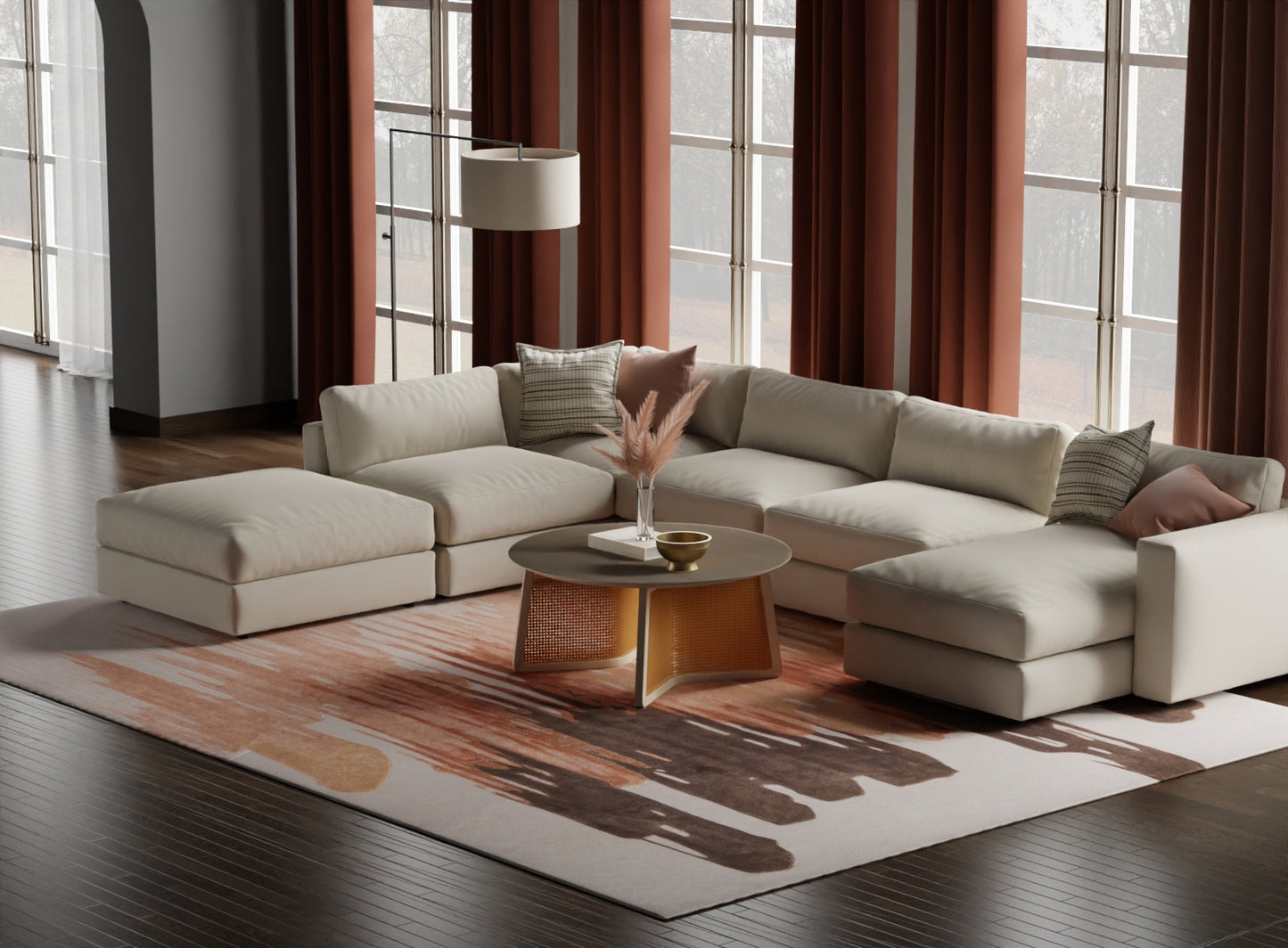 Anya Transitional/Industrial/Casual Abstract/Watercolor Red/Brown/Orange - Feizy Rug