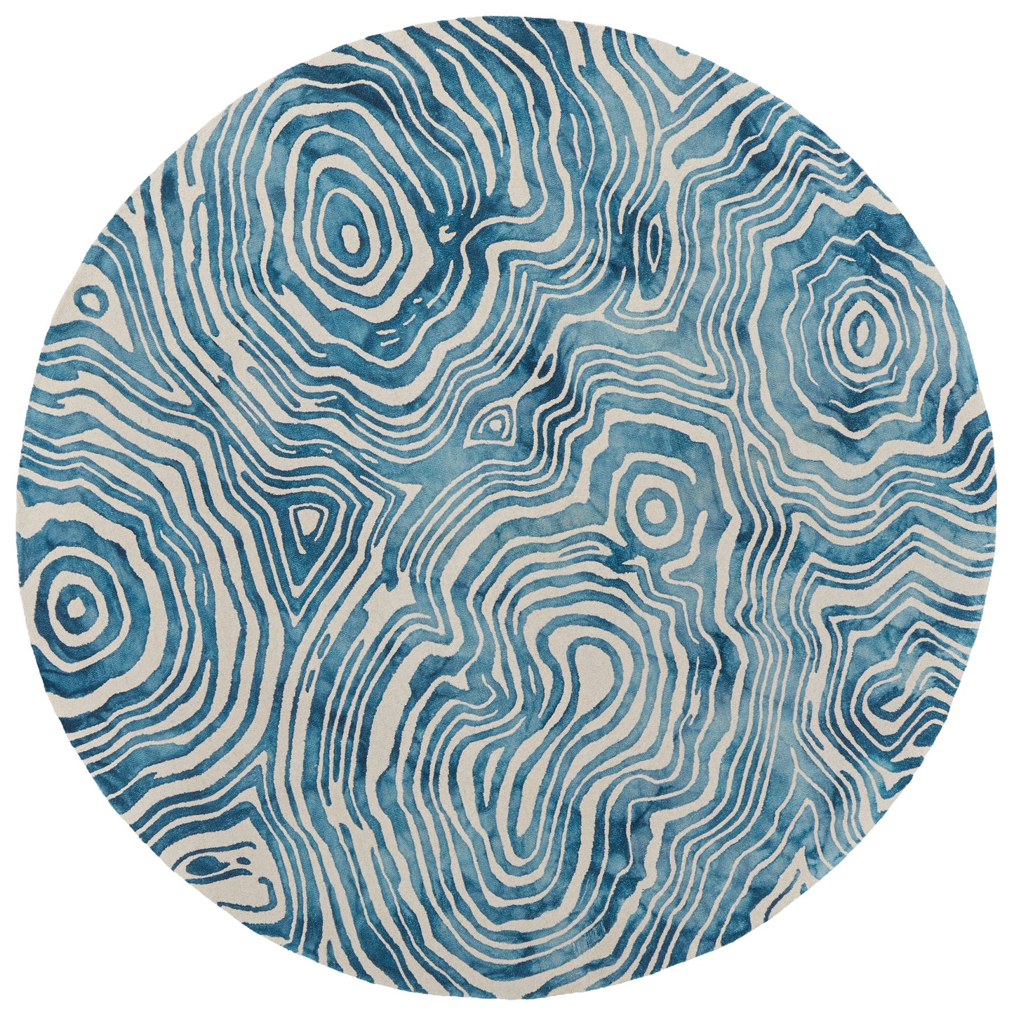 Lorrain Modern/Bohemian & Eclectic/Casual Abstract/Watercolor/Distressed Blue/Ivory - Feizy Rug