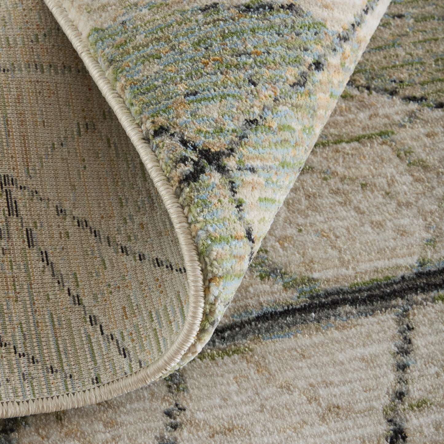 Sonora Modern/Industrial Abstract/Distressed/Floral & Botanical Green/Tan/Ivory - Feizy Rug