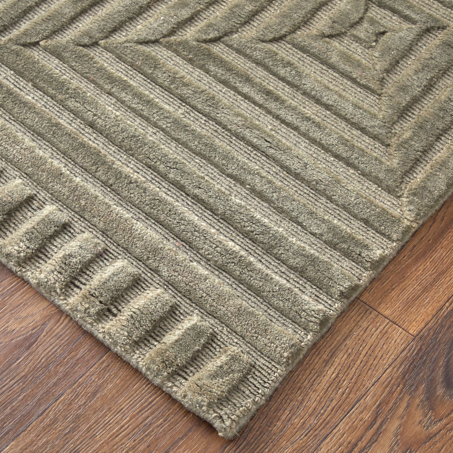 Channels Modern/Global Geometric Green/Taupe/Blue - Feizy Rug