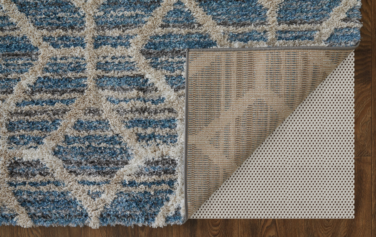 Mynka Transitional/Bohemian & Eclectic/Farmhouse Diamond/Geometric/Trellis & Lattice Blue/Ivory - Feizy Rug