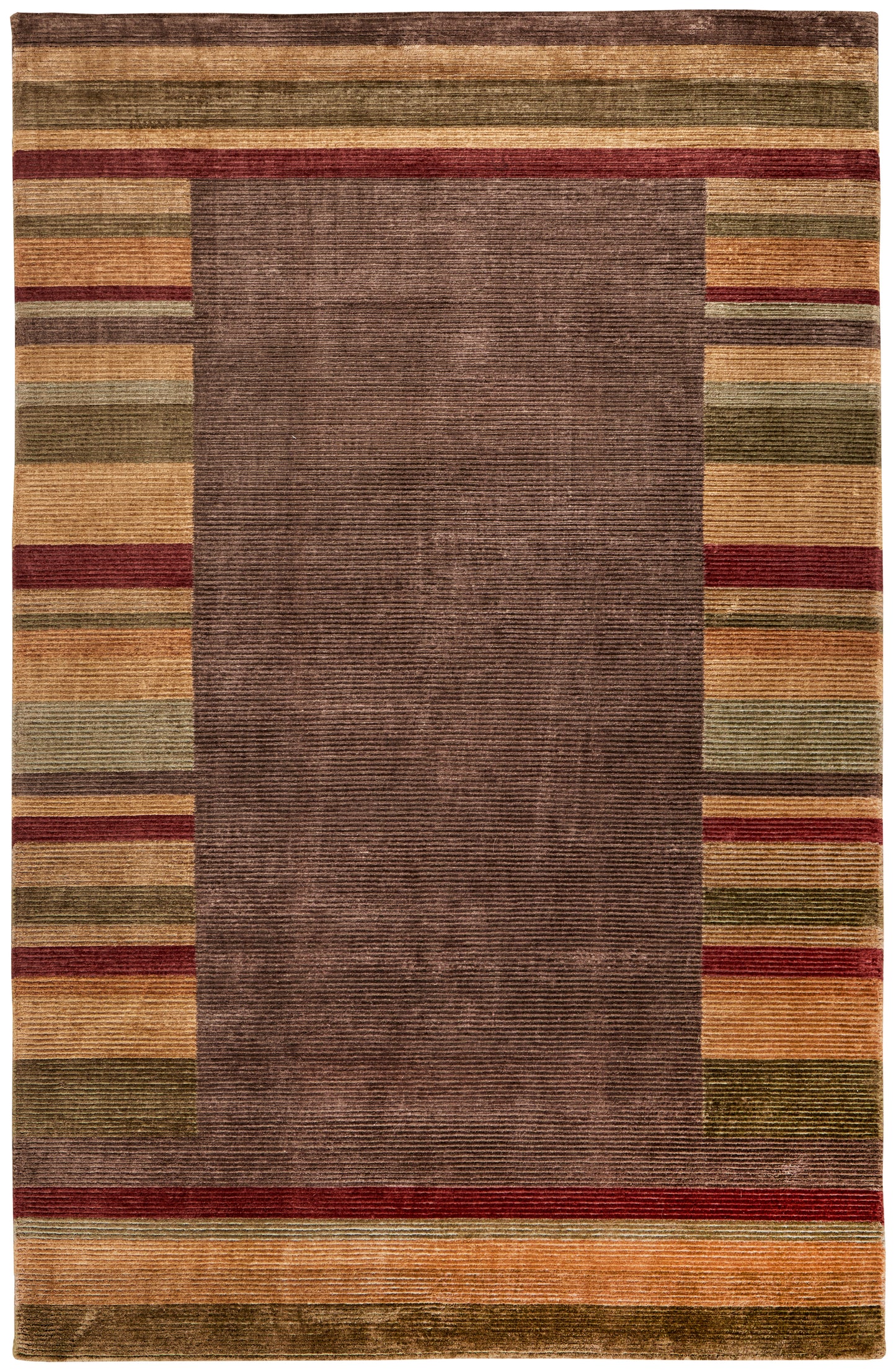 Keystone Modern/Casual Stripes Brown/Green/Red - Feizy Rug