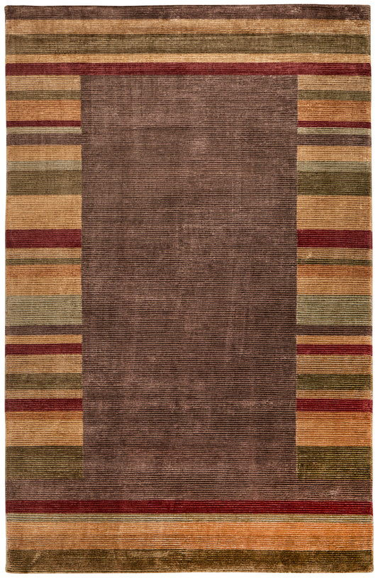 Keystone Modern/Casual Stripes Brown/Green/Red - Feizy Rug