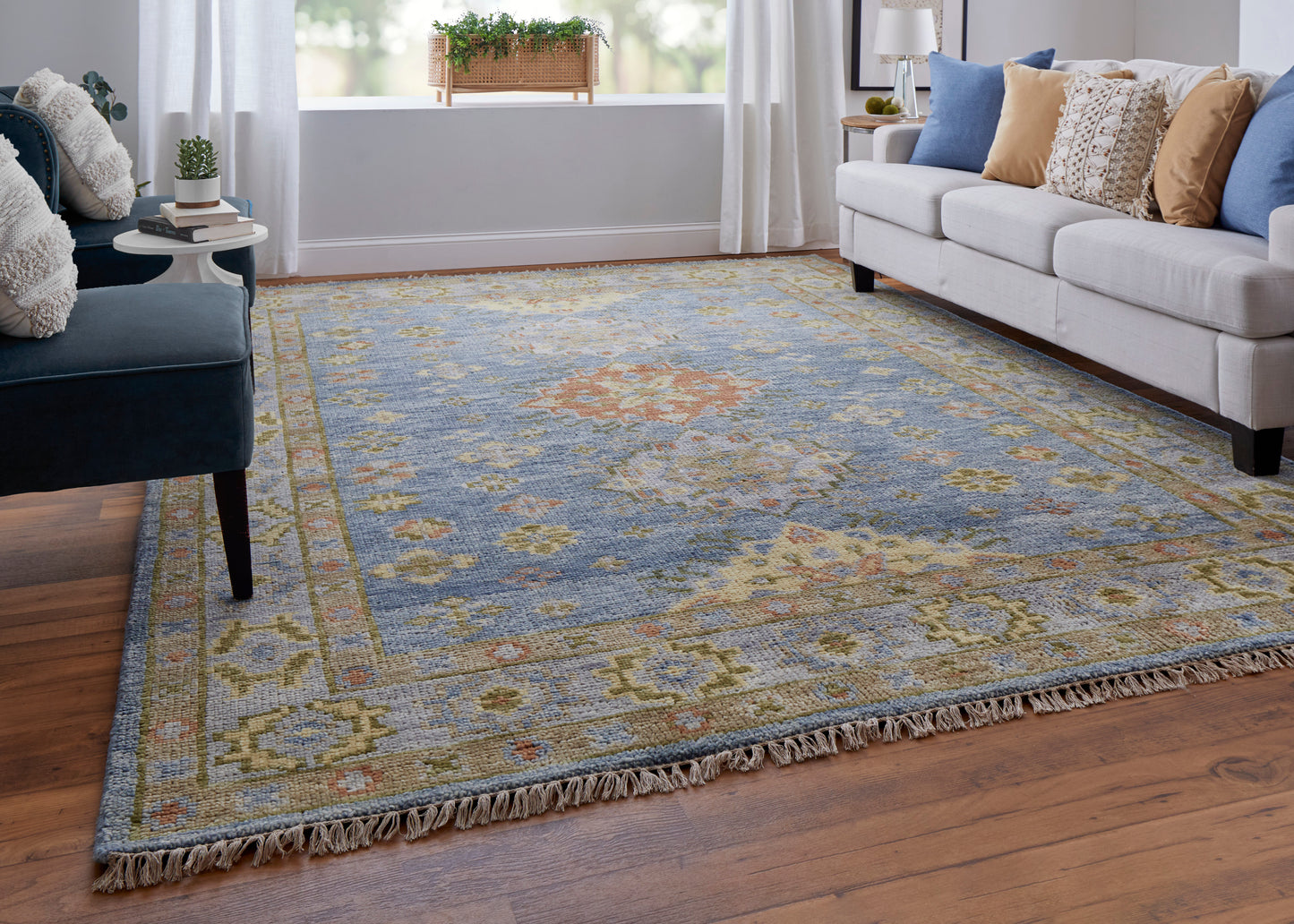 Fillmore Transitional/Bohemian & Eclectic/Craftsman Blue/Green/Yellow Accent Rug