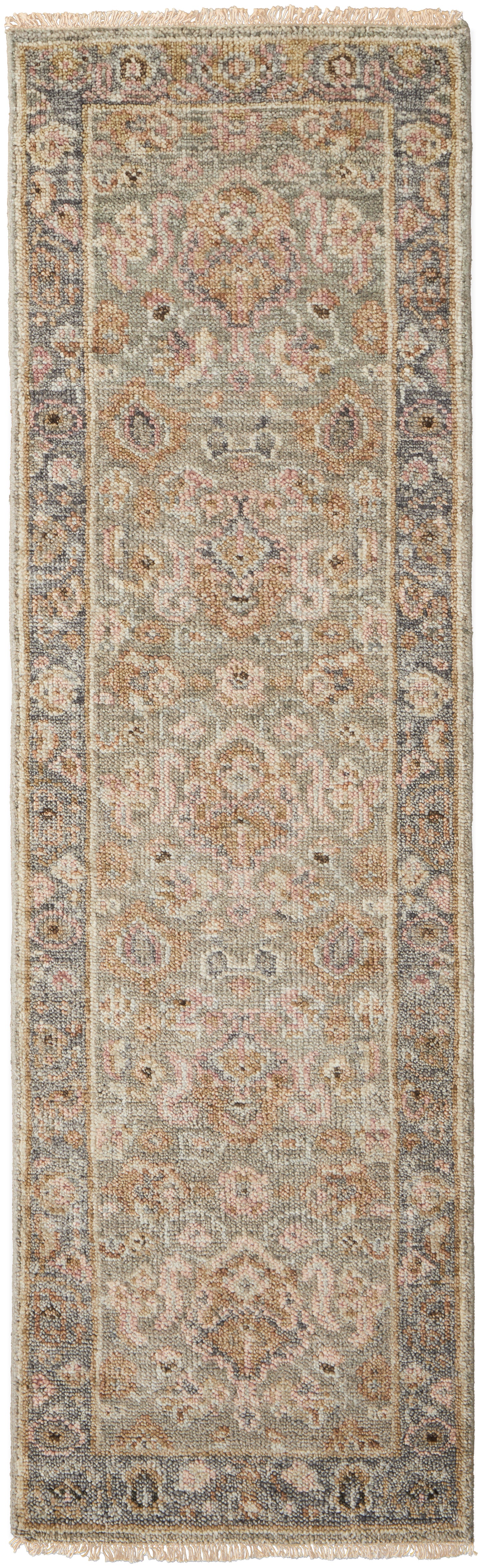 Carrington Traditional/Vintage/Classic Oriental/Bordered Gray/Gold/Pink - Feizy Rug
