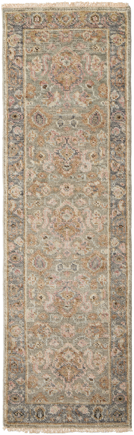 Carrington Traditional/Vintage/Classic Gray/Gold/Pink Runner  Feizy Rugs Small Parcel,Feizy Rugs,Carrington,Gray/Gold/Pink,2'6" x 8',Runner,Wool,Traditional/Vintage/Classic,India