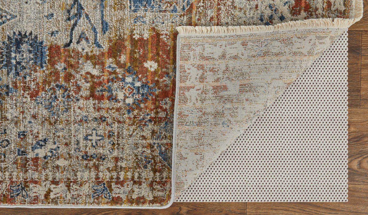 Kaia Transitional/Bohemian & Eclectic/Vintage Ivory/Orange/Blue Area Rug