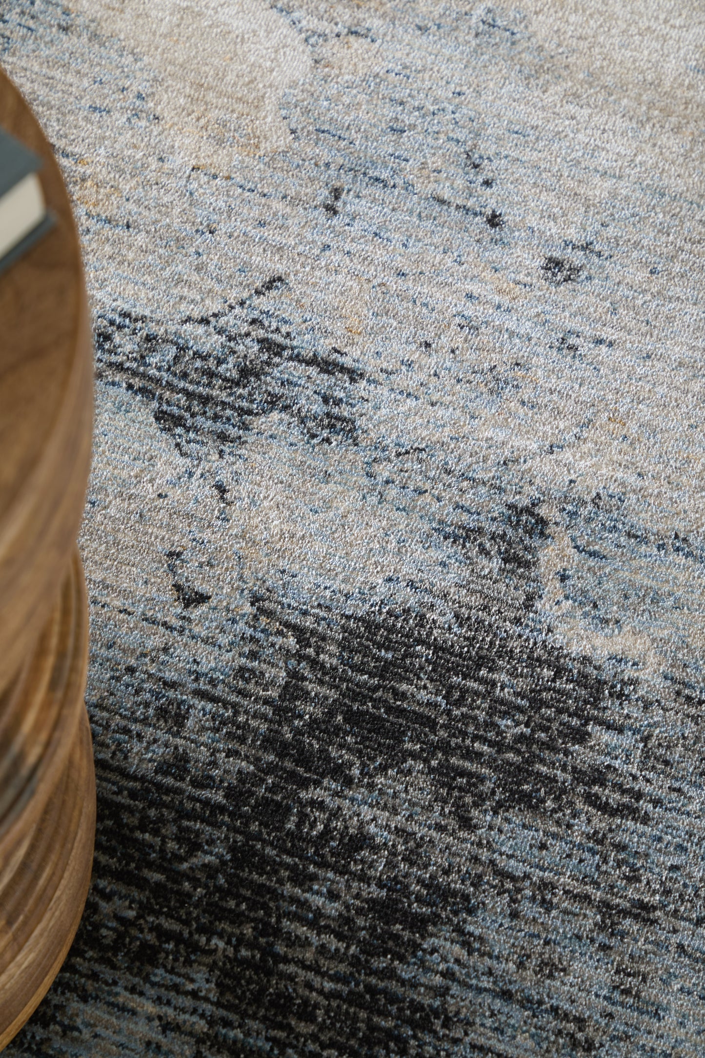 Sonora Modern/Industrial Abstract/Watercolor/Distressed Blue/Ivory/Tan - Feizy Rug