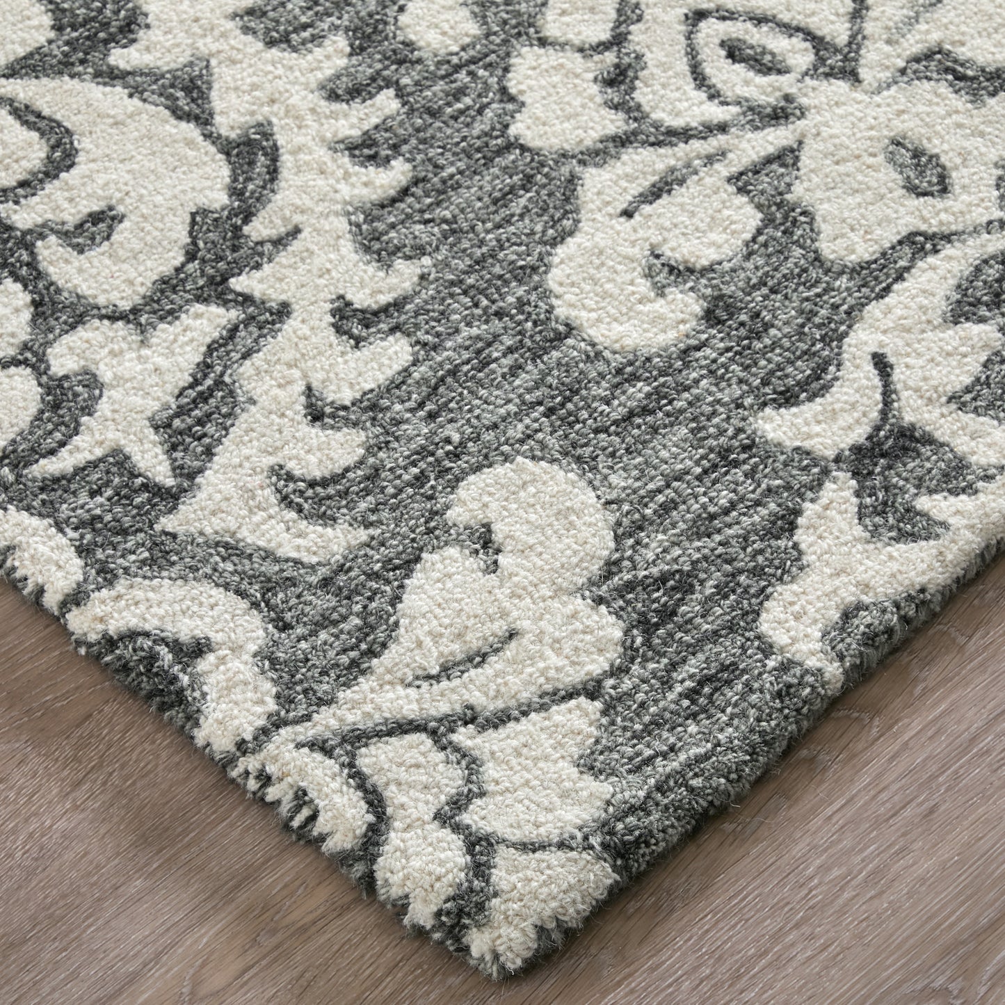 Belfort Traditional/Global Gray/Ivory/Black Accent Rug  Feizy Rugs Small Parcel,Feizy Rugs,Belfort,Gray/Ivory/Black,2' x 3',Accent Rug,Wool,Traditional/Global,India