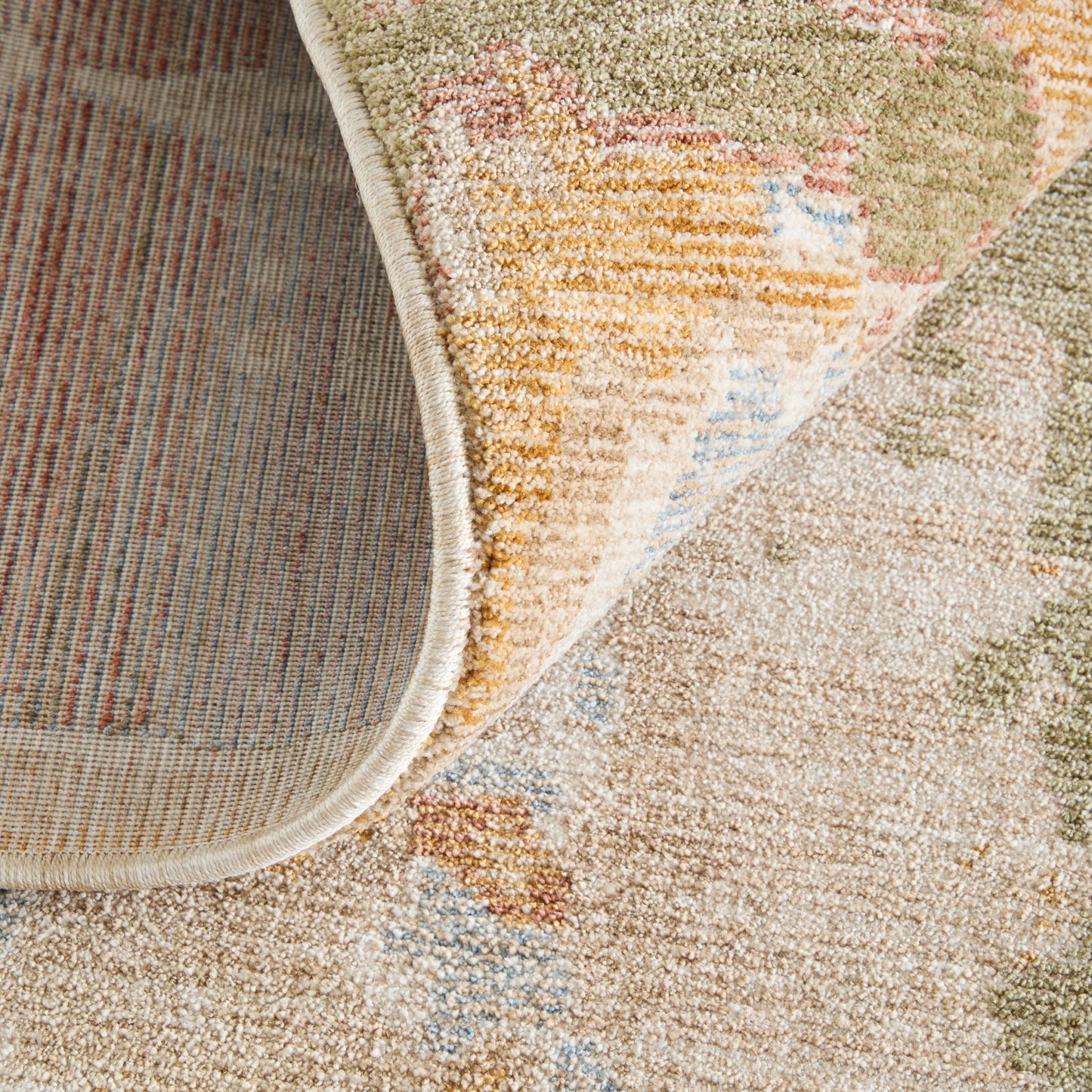 Pearson Modern/Bohemian & Eclectic Abstract/Watercolor/Distressed Ivory/Green/Tan - Feizy Rug