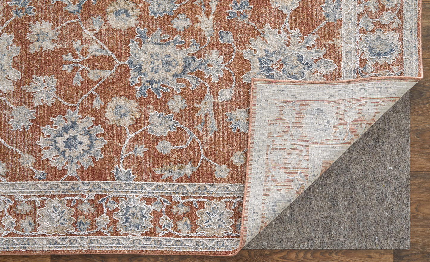 Pasha Transitional/Bohemian & Eclectic/Cottage Red/Ivory/Blue Area Rug