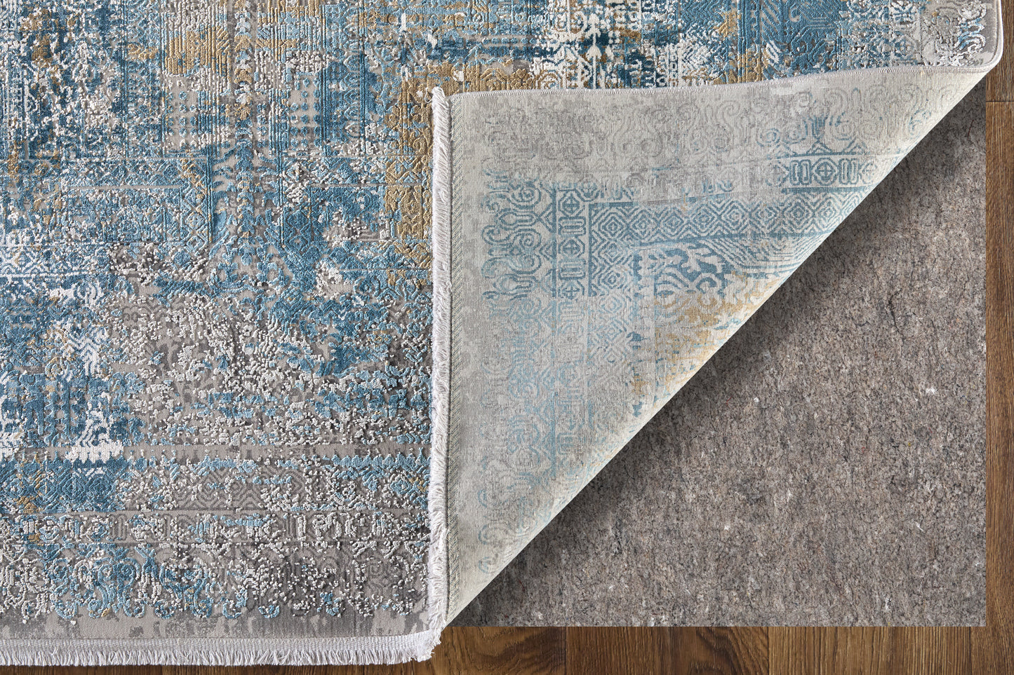 Cadiz Modern/Industrial/Luxury & Glam Blue/Gray/Gold Accent Rug