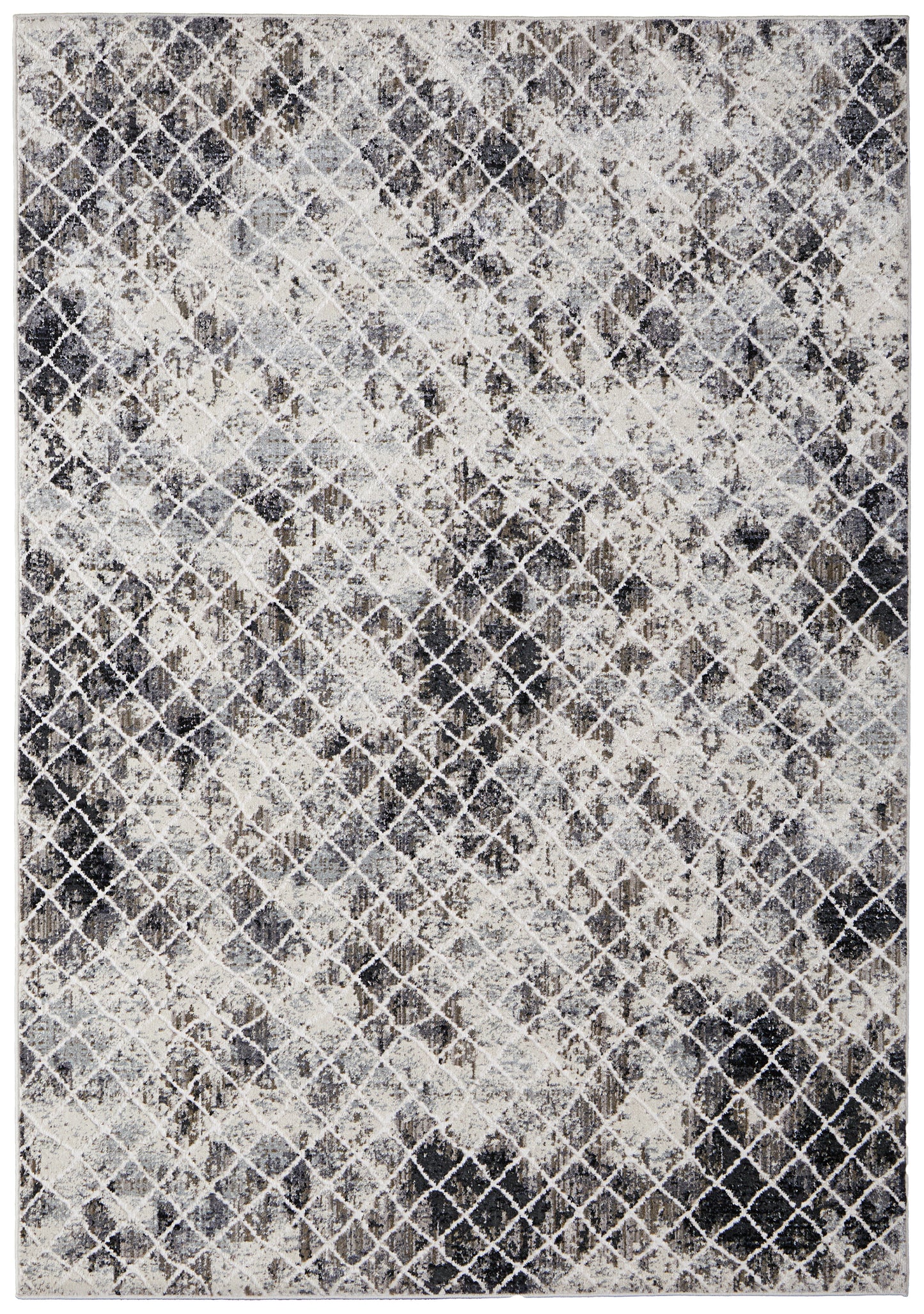 Kano Transitional/Casual/Bohemian & Eclectic Diamond/Geometric/Distressed Ivory/Gray/Taupe - Feizy Rug
