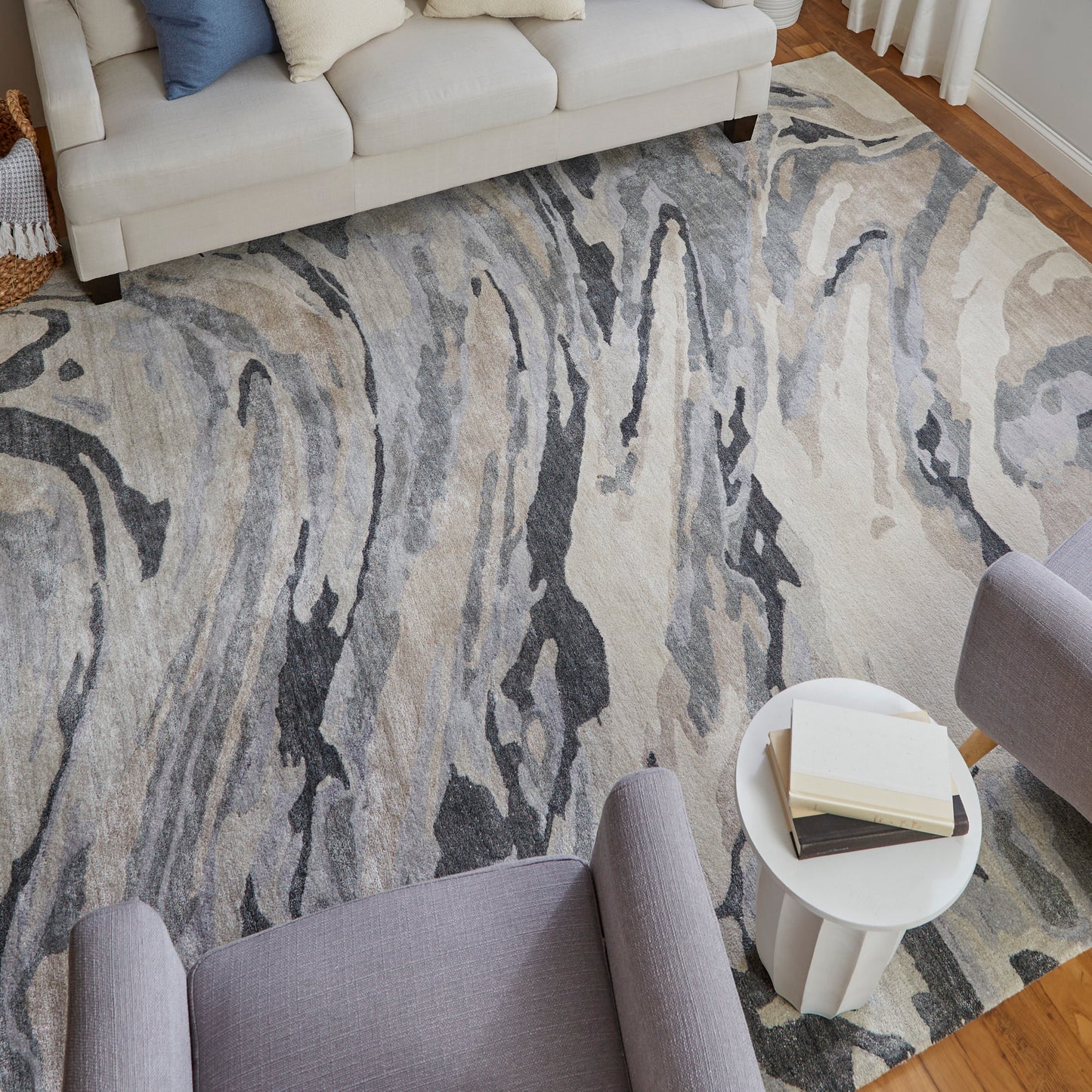 Dryden Transitional/Industrial/Casual Abstract/Watercolor Blue/Gray/Taupe - Feizy Rug