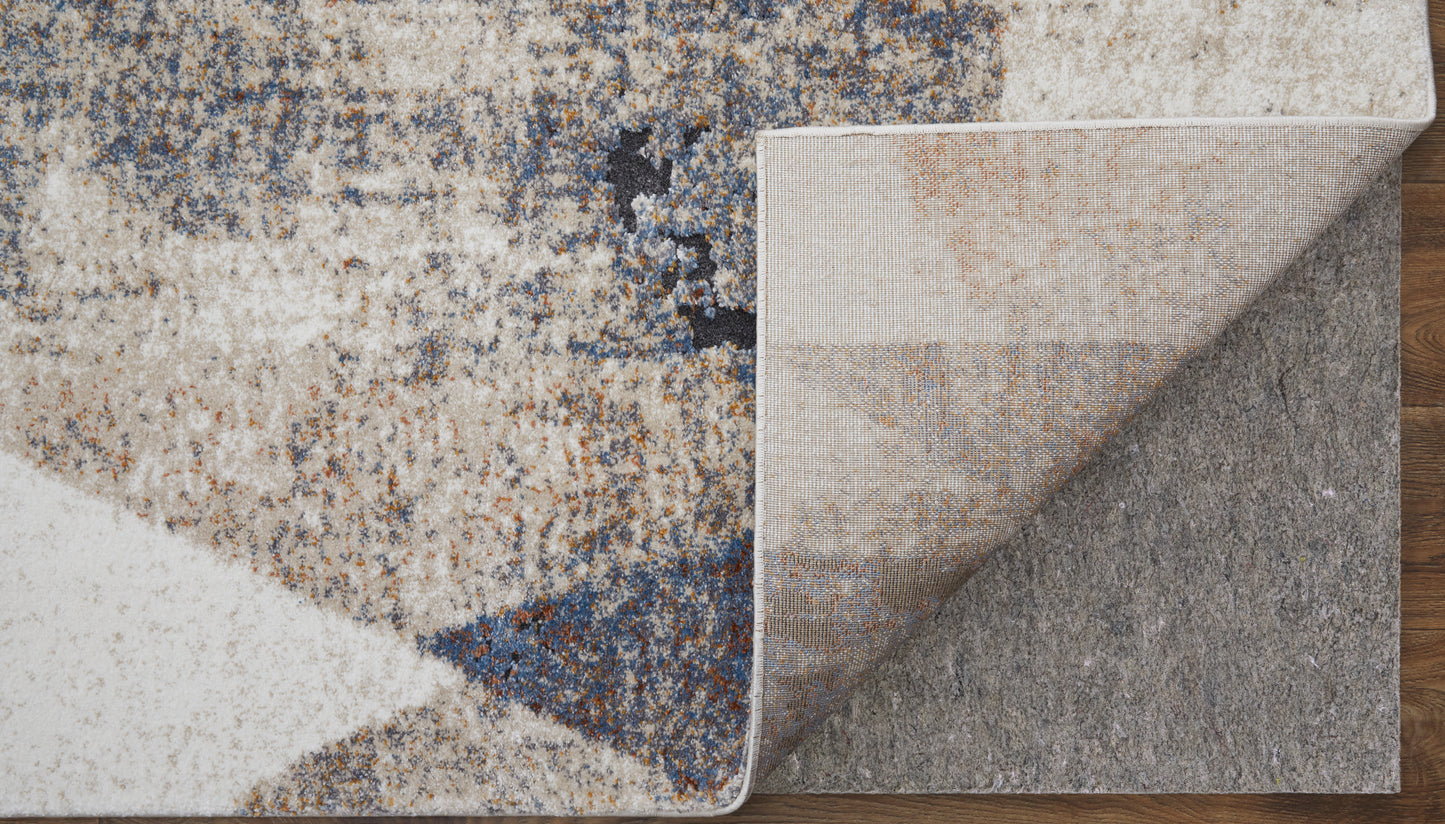Gilmore Modern/Bohemian & Eclectic/Casual Color Block/Geometric/Abstract Blue/Ivory/Taupe - Feizy Rug