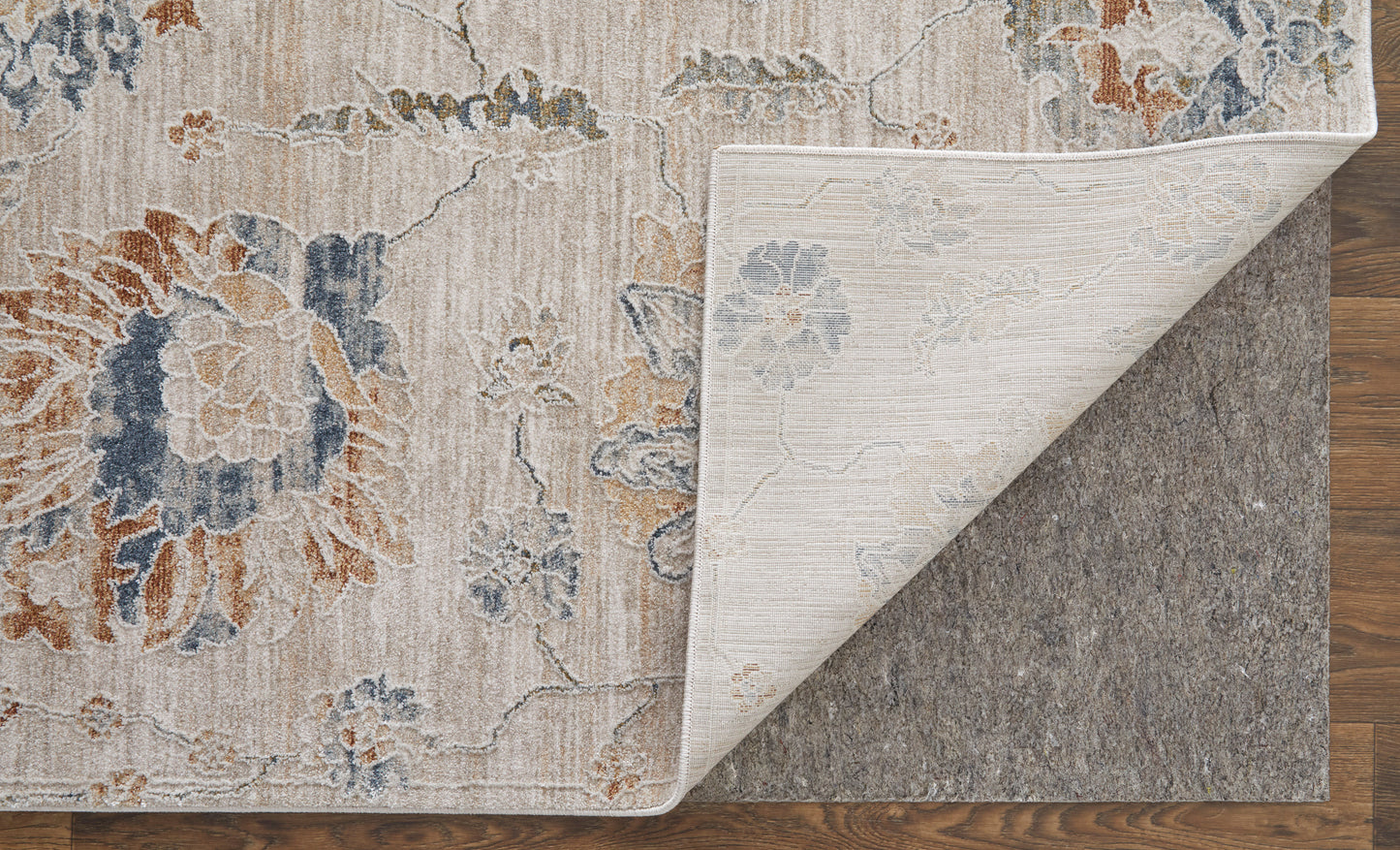 Pasha Transitional/Bohemian & Eclectic/Cottage Taupe/Ivory/Blue Area Rug