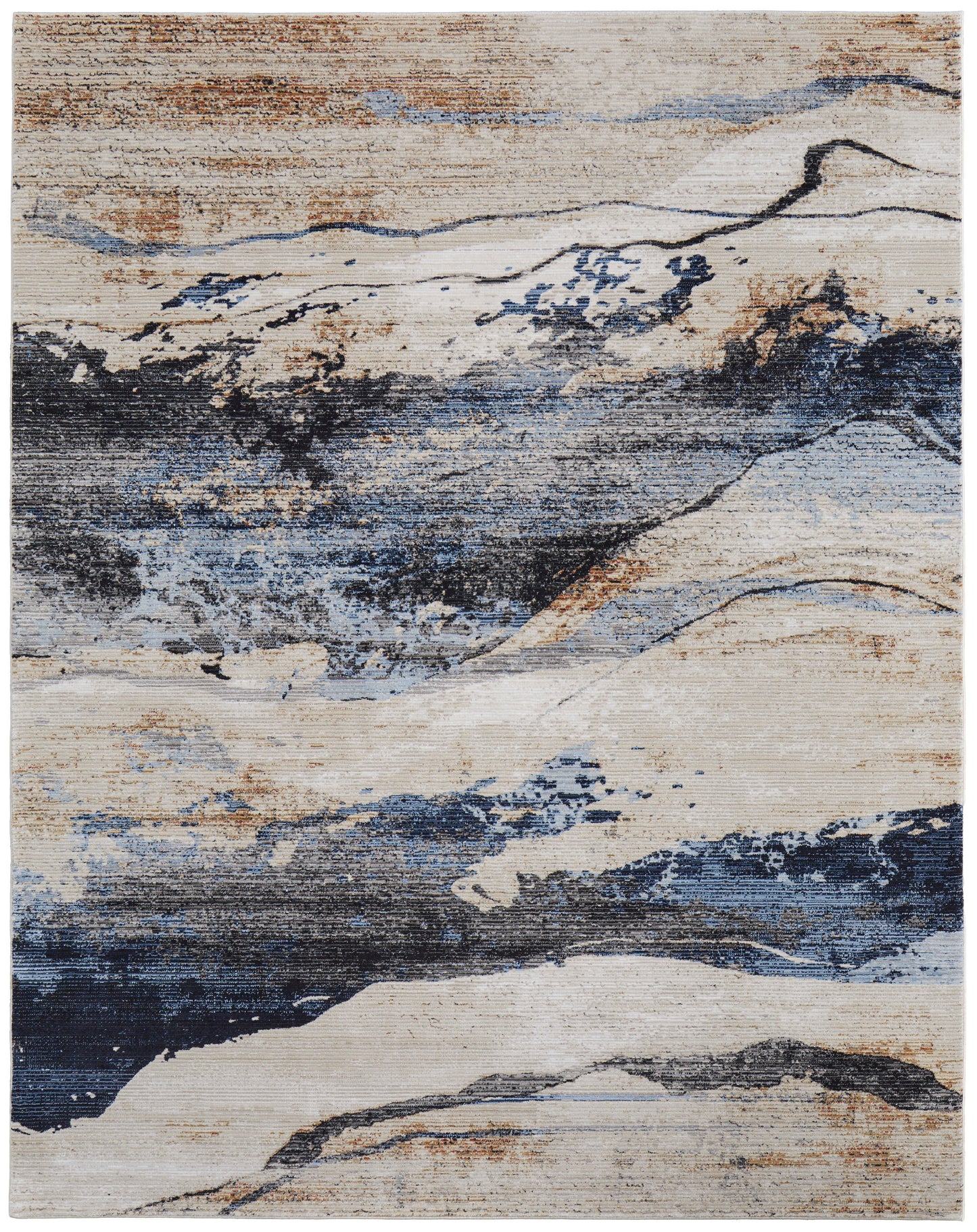 Sonora Modern/Industrial/Industrial Abstract/Watercolor Tan/Blue/Gray - Feizy Rug