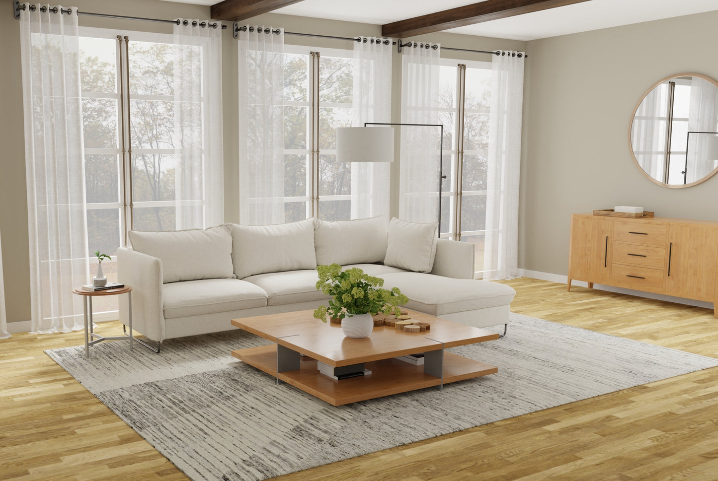 Brighton Modern/Casual/Global Ivory/Gray Accent Rug