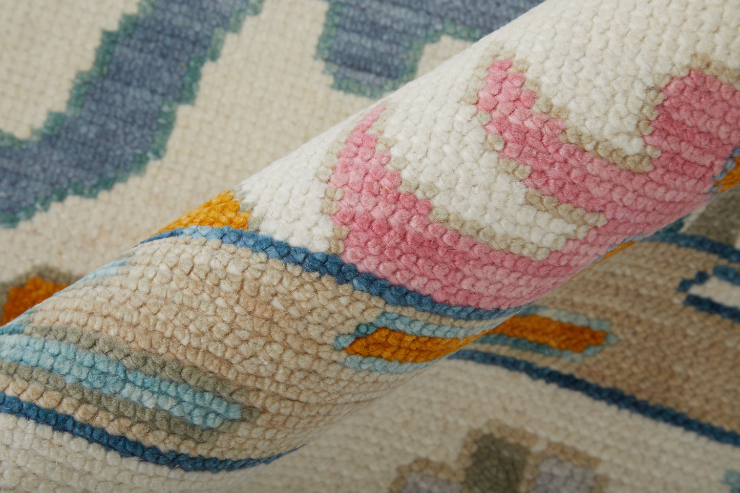Karina Transitional/Bohemian & Eclectic/Craftsman Floral & Botanical/Bordered Ivory/Blue/Pink - Feizy Rug