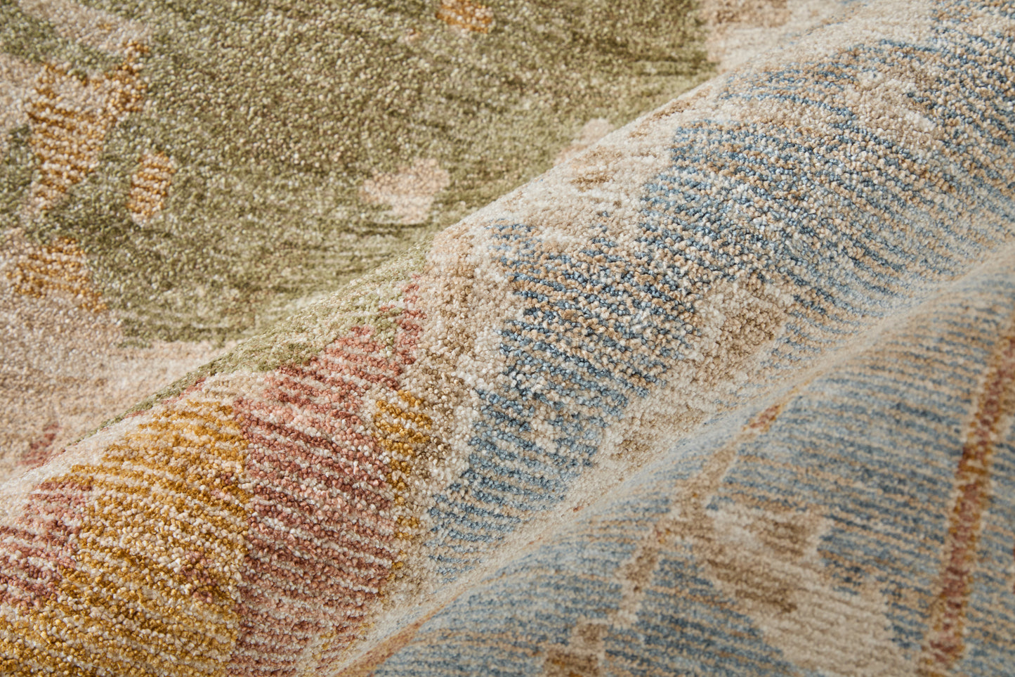 Pearson Modern/Bohemian & Eclectic Abstract/Watercolor/Distressed Ivory/Green/Tan - Feizy Rug