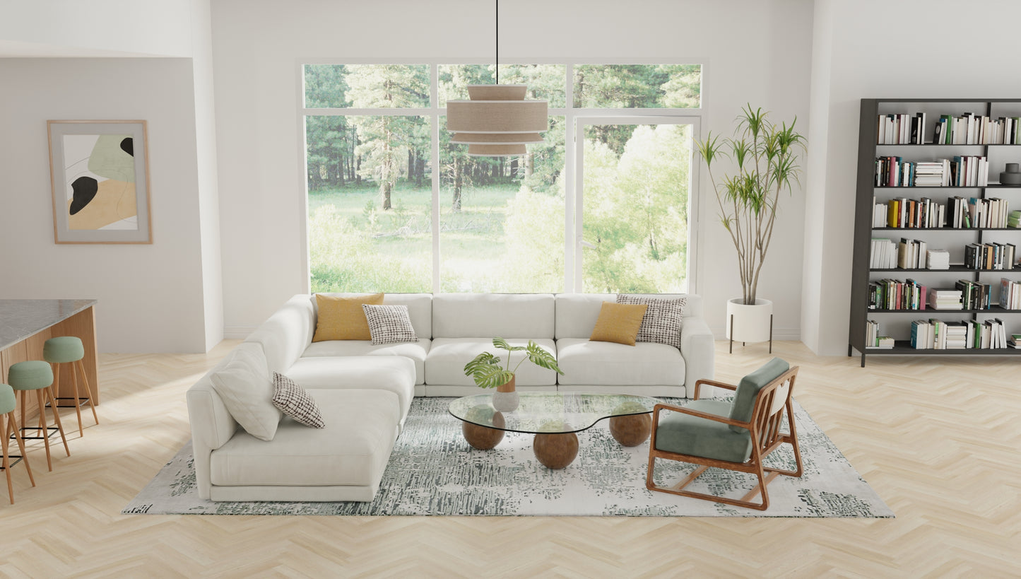 Zarah Modern/Bohemian & Eclectic Abstract/Watercolor Green/White - Feizy Rug