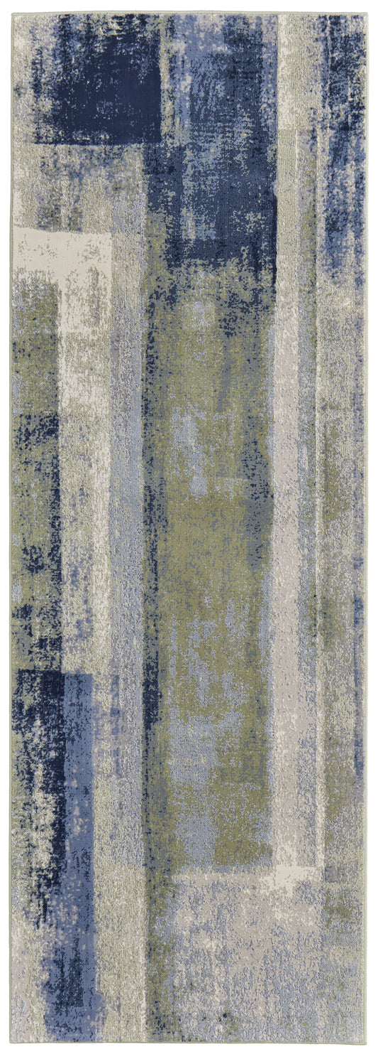Clio Modern/Casual Blue/Green/Ivory Runner  Feizy Rugs Small Parcel,Feizy Rugs,Clio,Blue/Green/Ivory,2'9" x 7'10",Runner,Polypropylene,Modern/Casual,Turkey