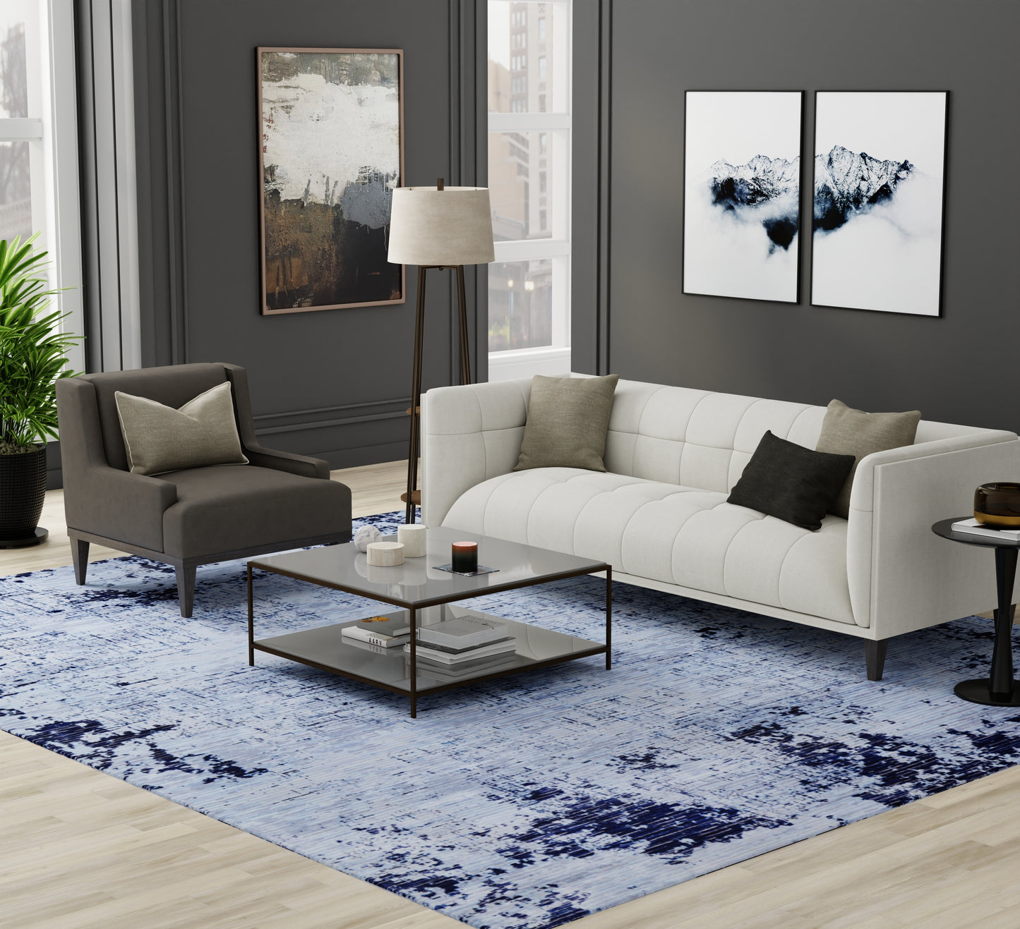 Sonora Modern/Bohemian & Eclectic Blue/Black Area Rug