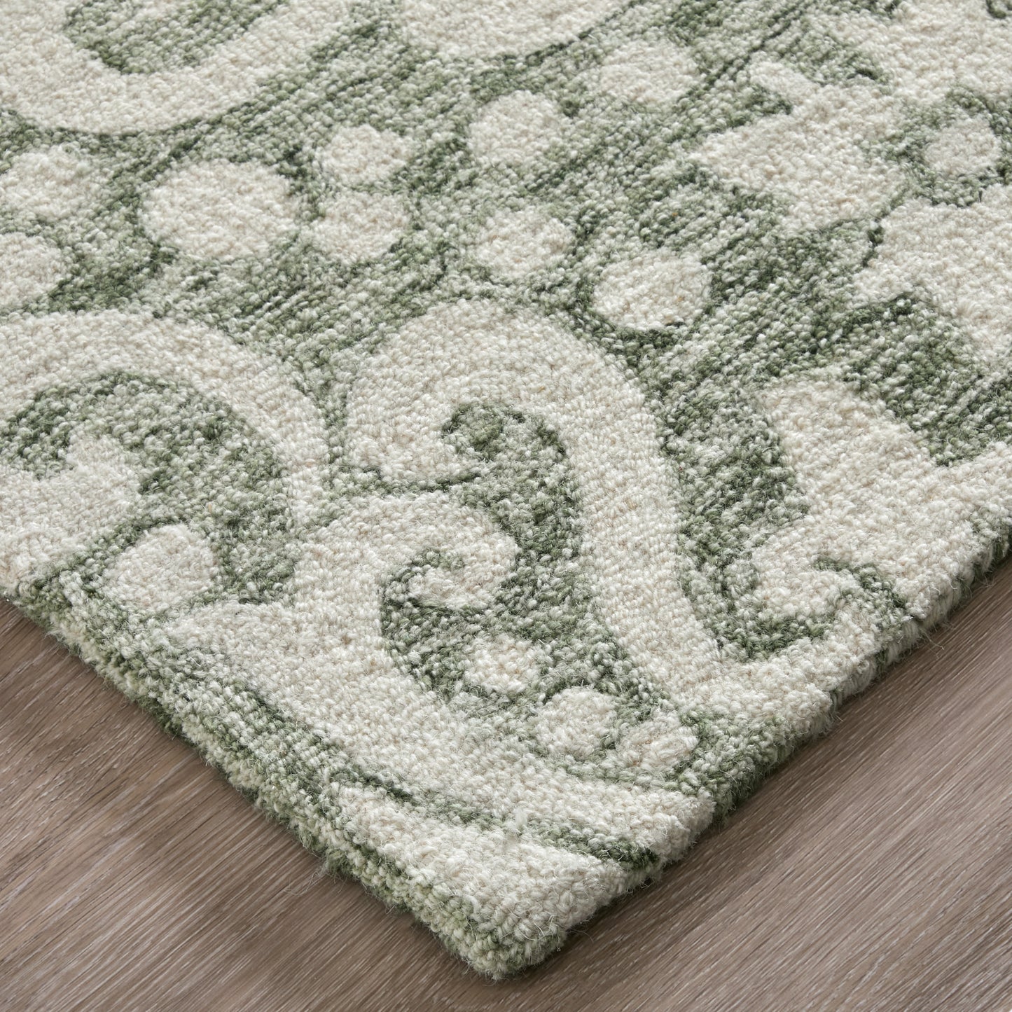 Belfort Traditional/Vintage/Casual Ivory/Green Area Rug