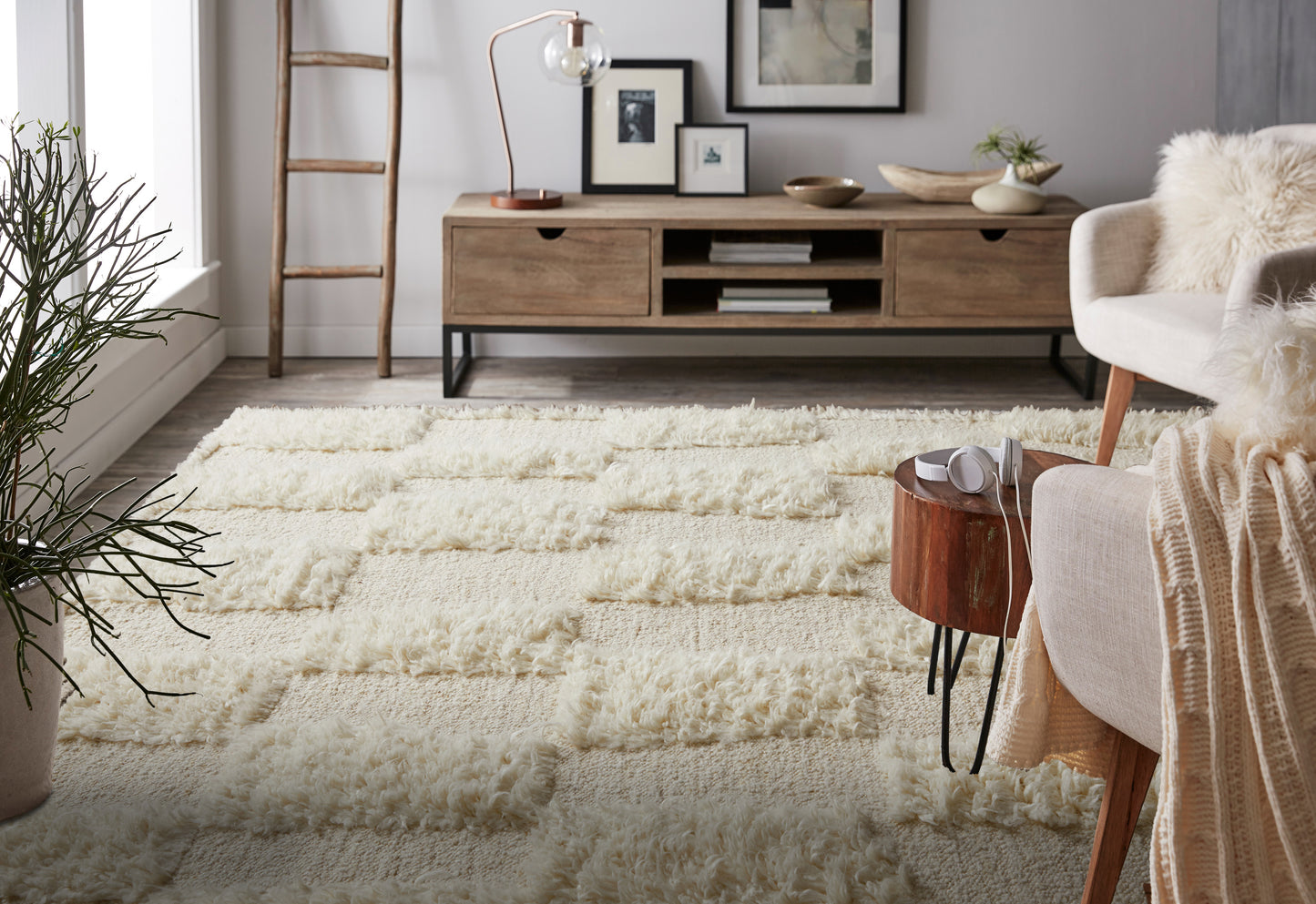 Ashby Transitional/Mid-Century Modern/Casual Ivory Area Rug