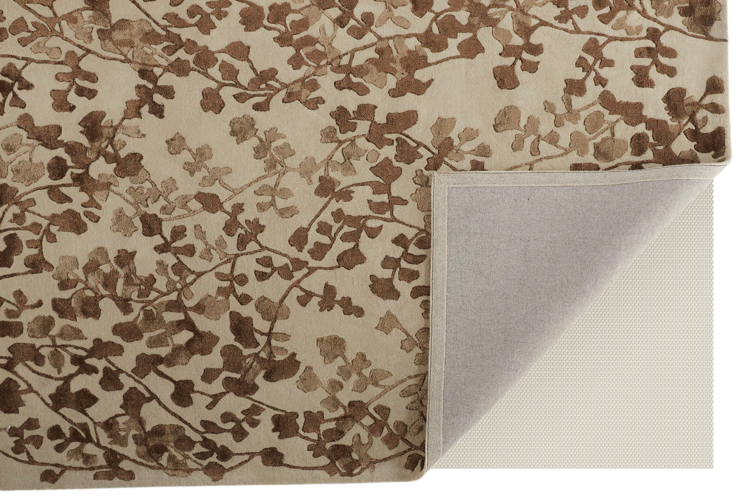 Bella Transitional/Casual Floral & Botanical Ivory/Taupe/Brown - Feizy Rug