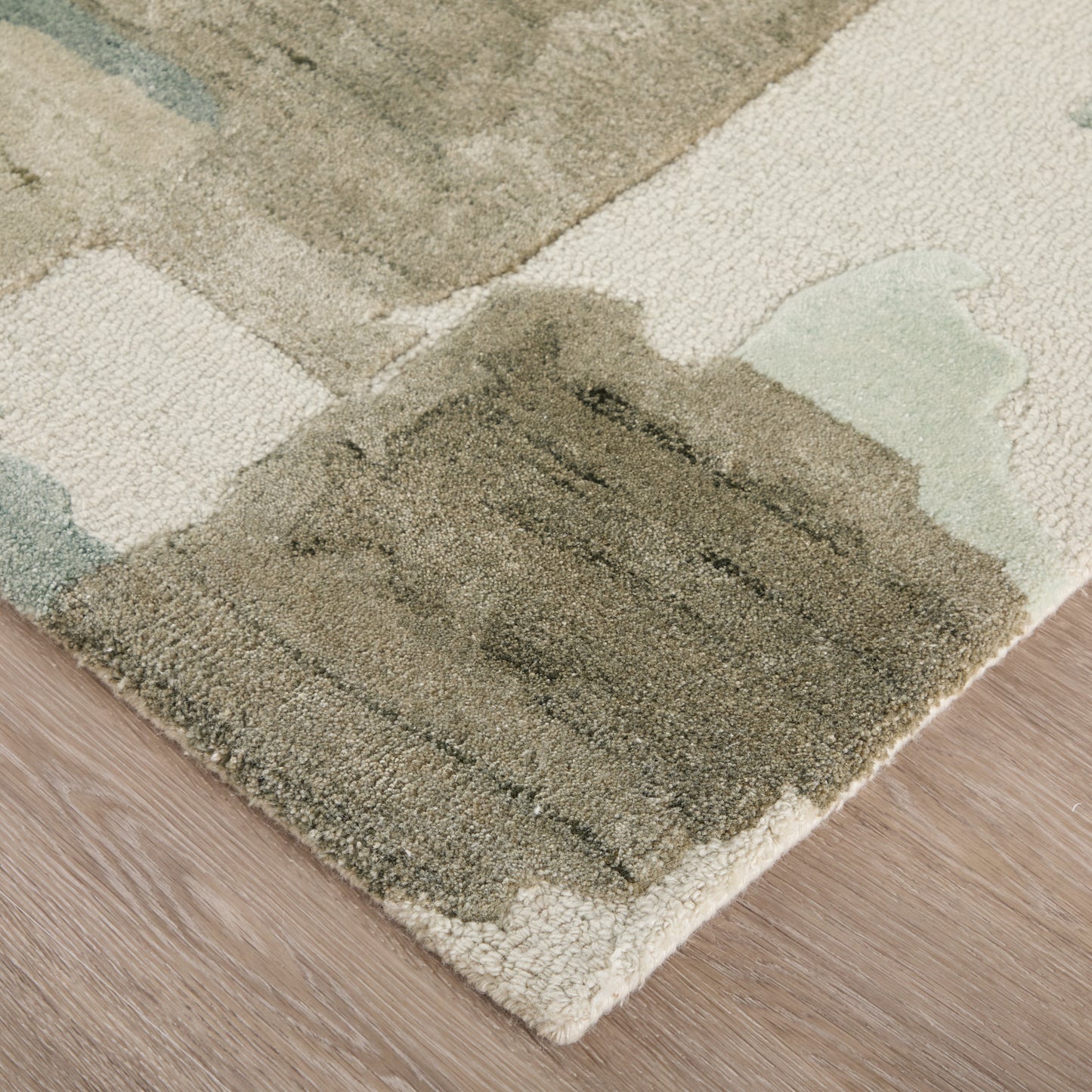 Kendall Modern/Bohemian & Eclectic Abstract/Watercolor Green/Brown/Ivory - Feizy Rug