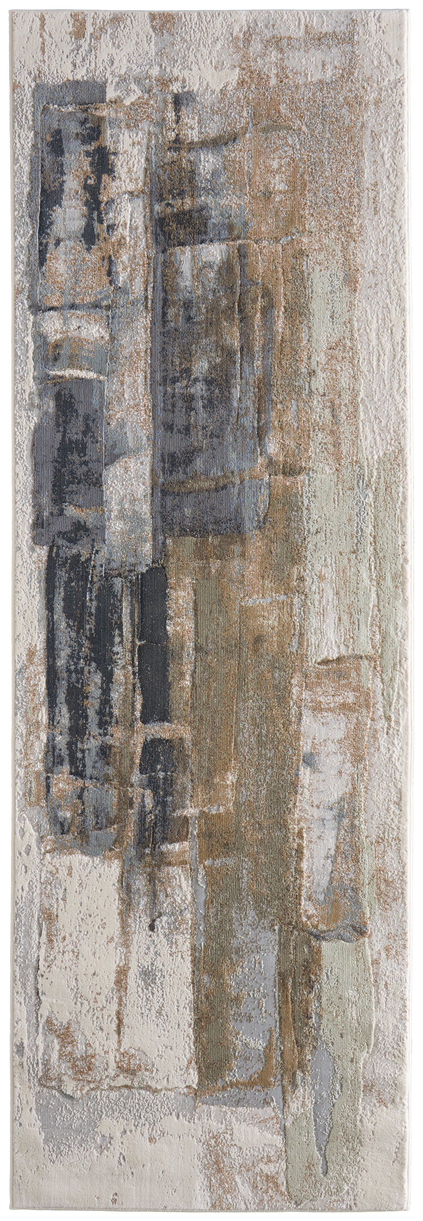 Clio Modern/Industrial/Bohemian & Eclectic Watercolor/Abstract Brown/Gray/Black - Feizy Rug