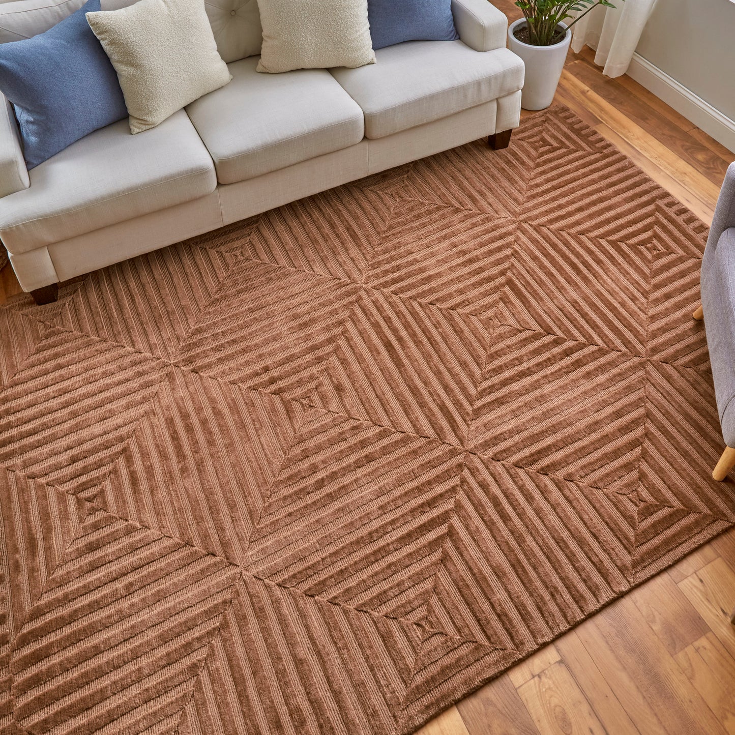 Channels Modern/Global Geometric Orange/Brown - Feizy Rug
