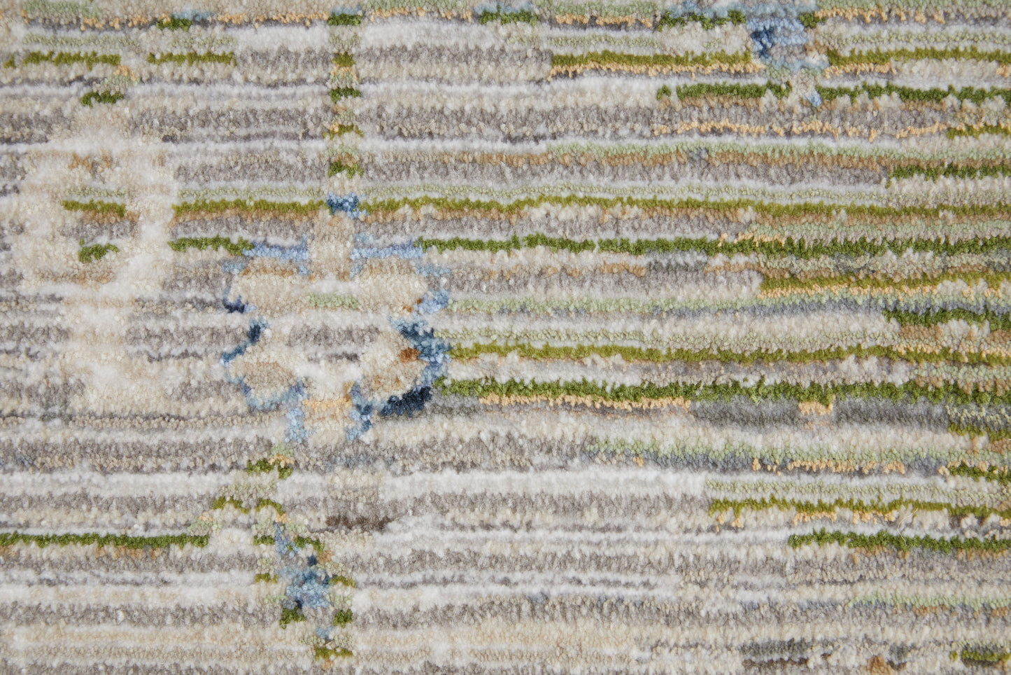 Melrose Transitional/Bohemian & Eclectic/Vintage Distressed/Bordered/Medallion Ivory/Green/Blue - Feizy Rug