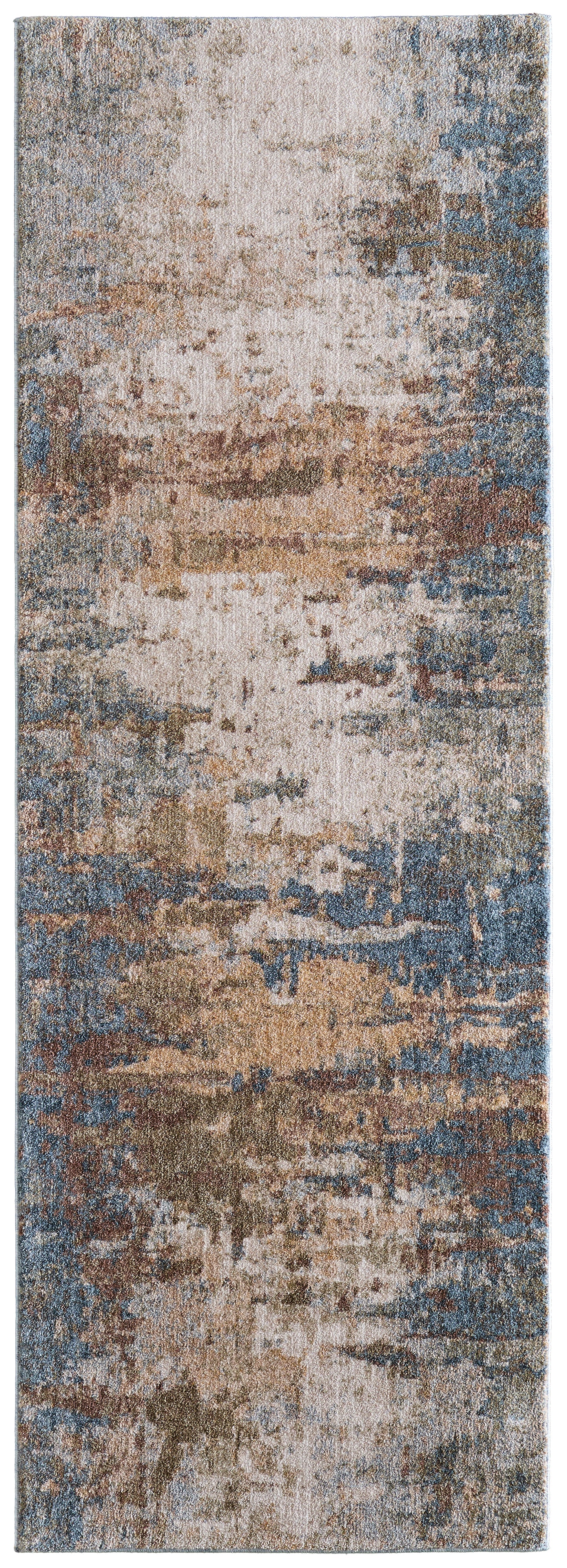 Pearson Modern/Industrial Abstract/Watercolor/Distressed Blue/Ivory/Brown - Feizy Rug