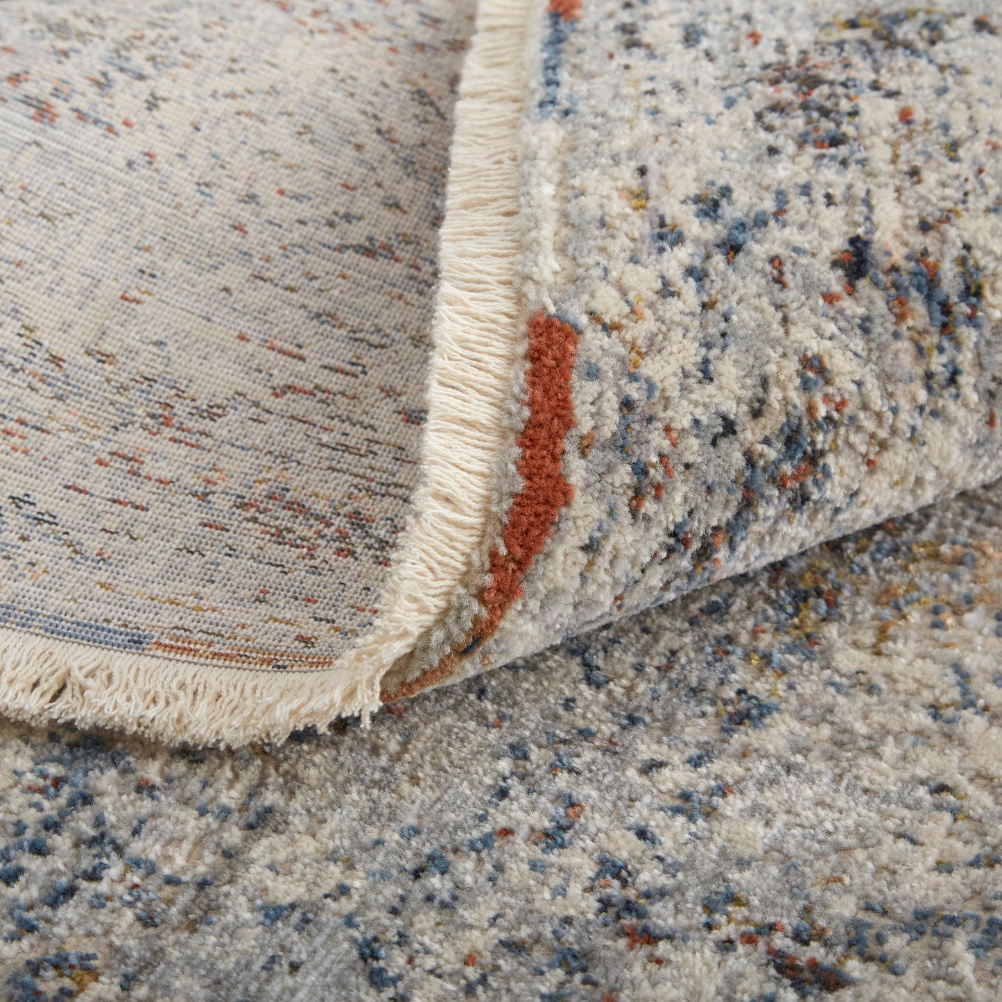 Kaia Transitional/Rustic/Farmhouse Tan/Ivory/Blue Accent Rug