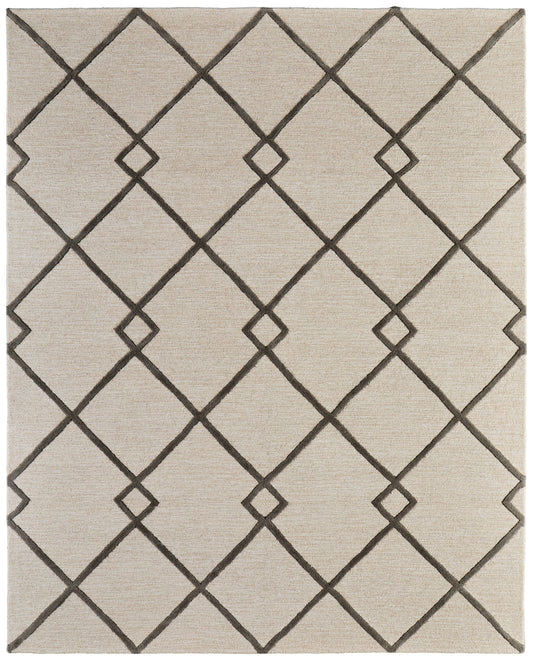 Kimball Transitional/Casual Trellis & Lattice/Argyle/Diamond Ivory/Gray/Tan - Feizy Rug