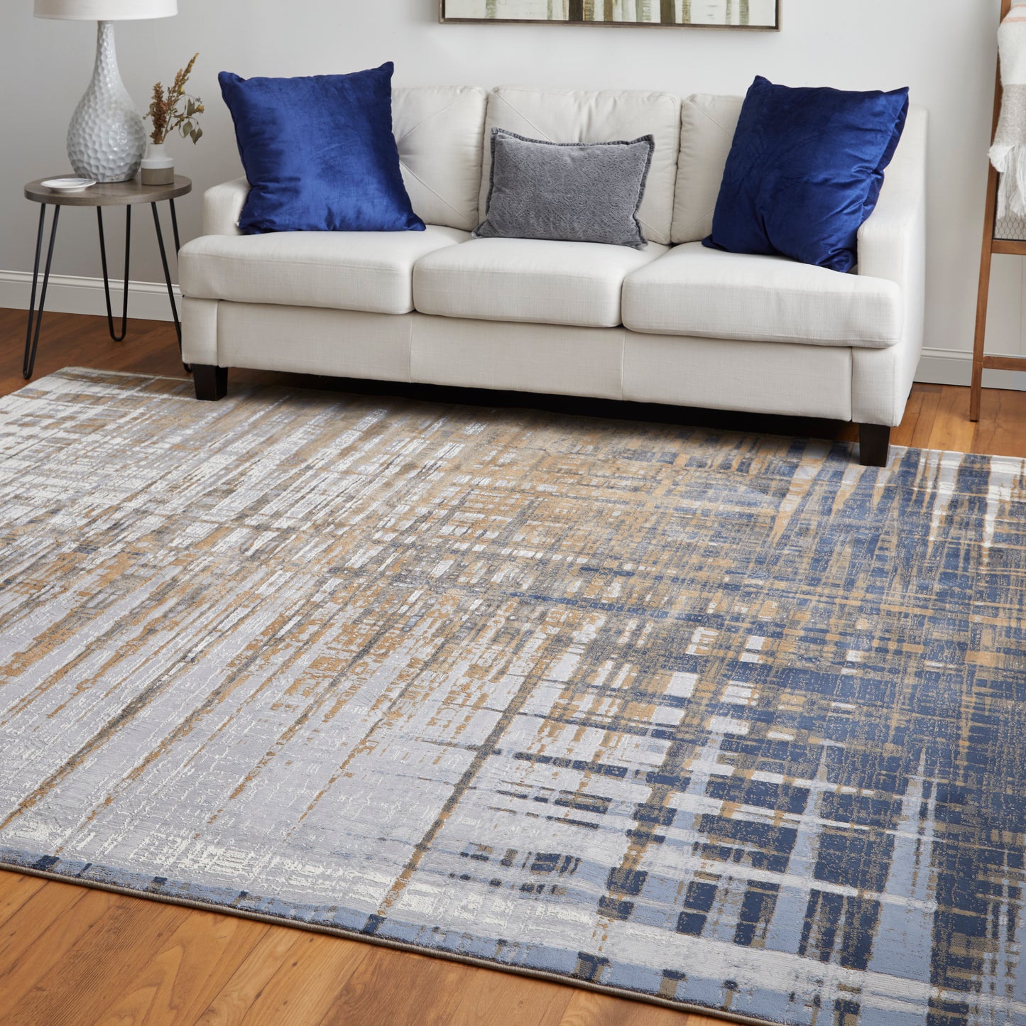 Clio Modern/Industrial/Casual Blue/Orange/Gray Runner  Feizy Rugs Small Parcel,Feizy Rugs,Clio,Blue/Orange/Gray,2'9" x 7'10",Runner,Polypropylene,Modern/Industrial/Casual,Turkey