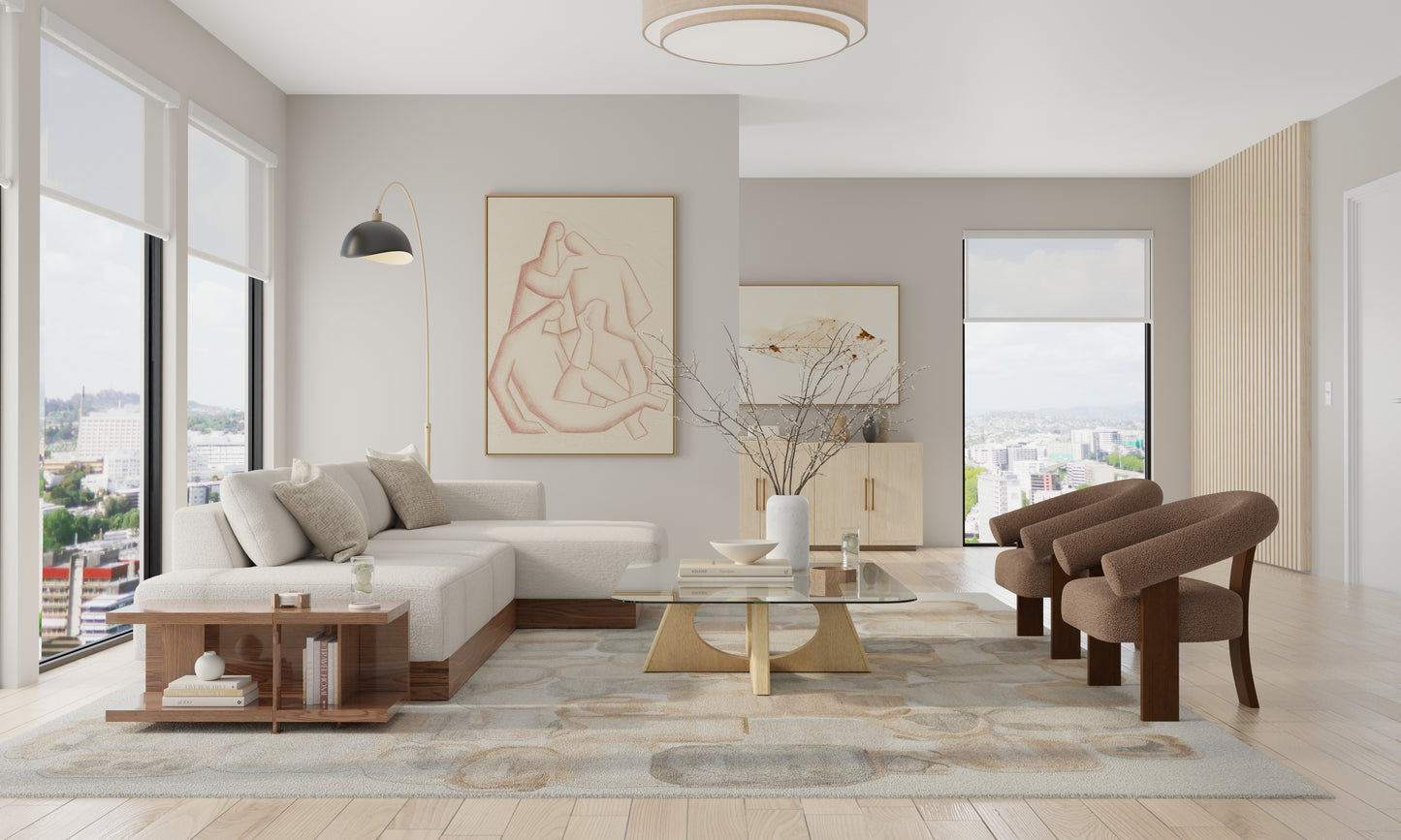 Kendall Modern/Bohemian & Eclectic Abstract/Watercolor Tan/Gray/Ivory - Feizy Rug