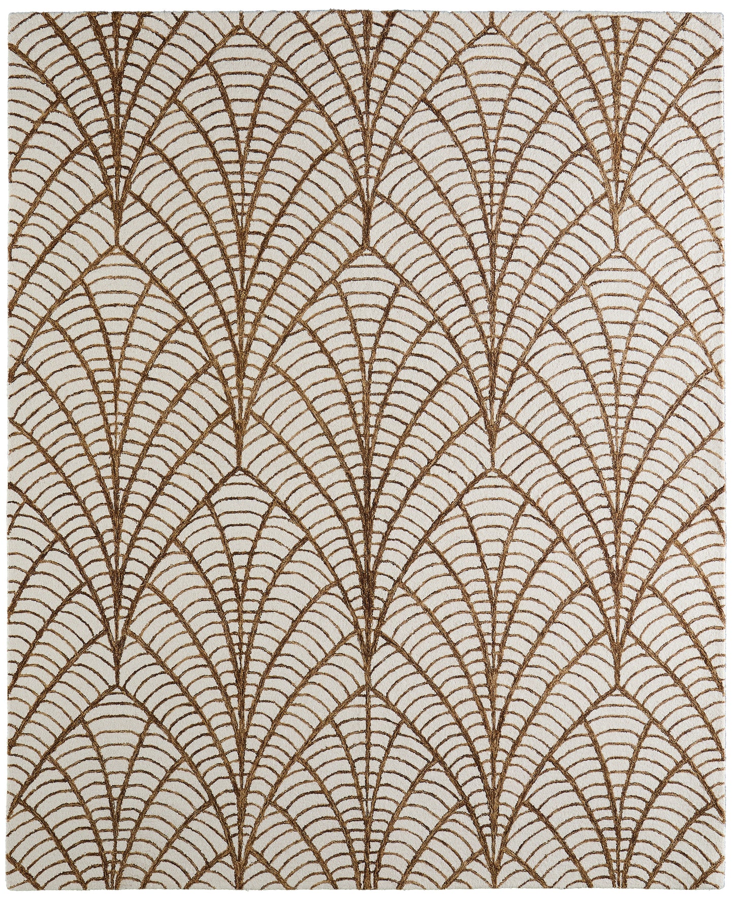 Wallace Modern/Bohemian & Eclectic/Luxury & Glam Ikat/Geometric White/Brown - Feizy Rug
