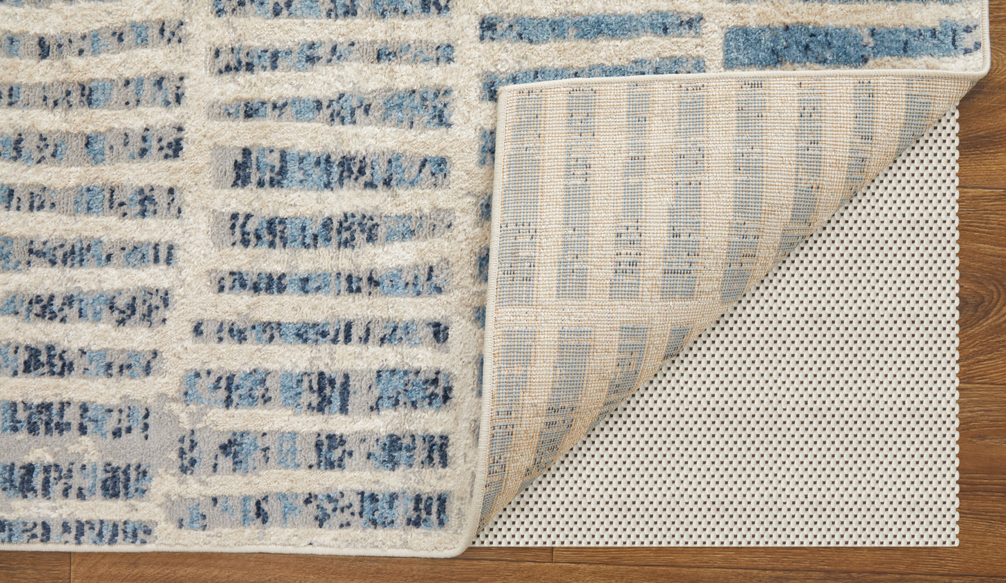 Camellia Transitional/Mid-Century Modern/Global Geometric/Moroccan/Distressed Blue/Ivory - Feizy Rug