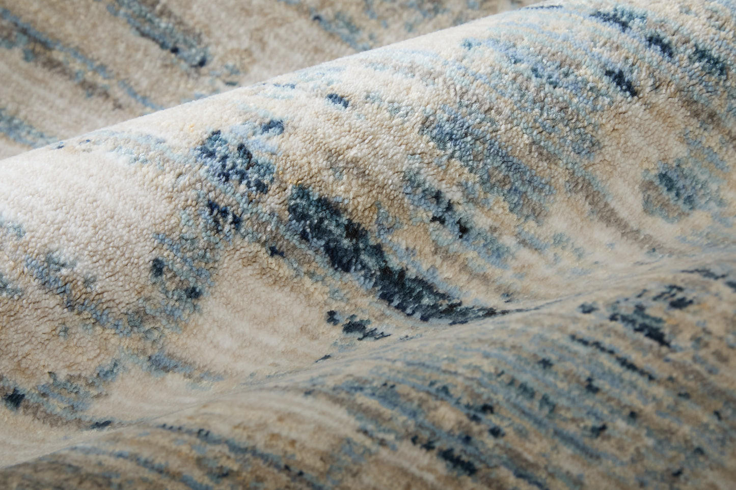 Sonora Modern/Industrial Abstract/Stripes/Distressed Blue/Ivory/Gray - Feizy Rug