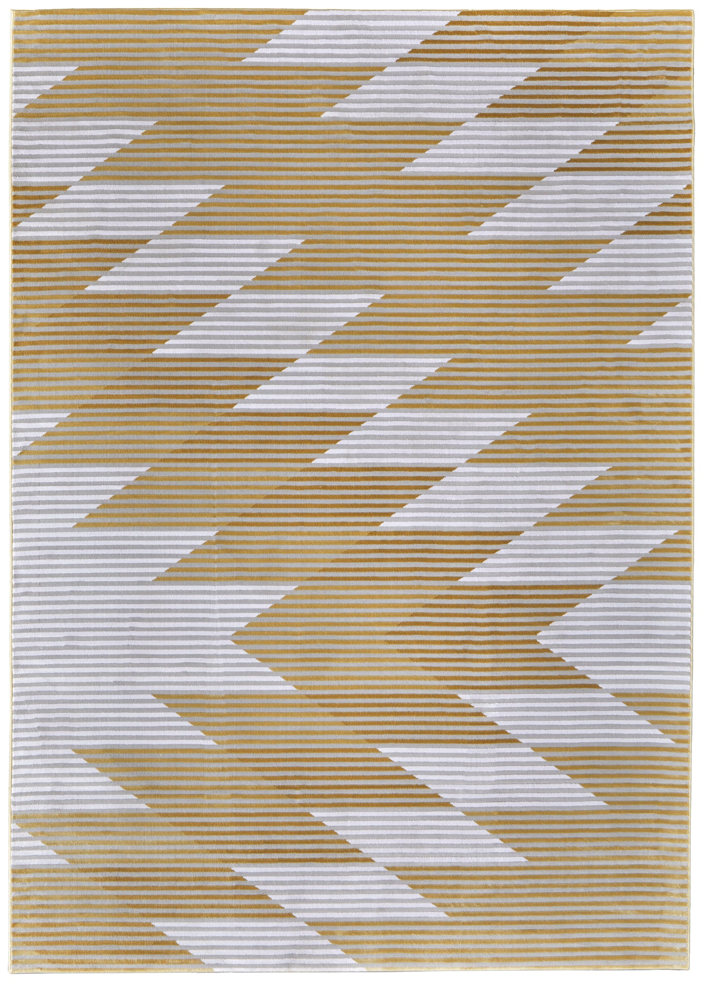 Marigold Modern/Mid-Century Modern/Industrial Geometric/Gradient & Ombre/Herringbone Gold/Gray/White - Feizy Rug