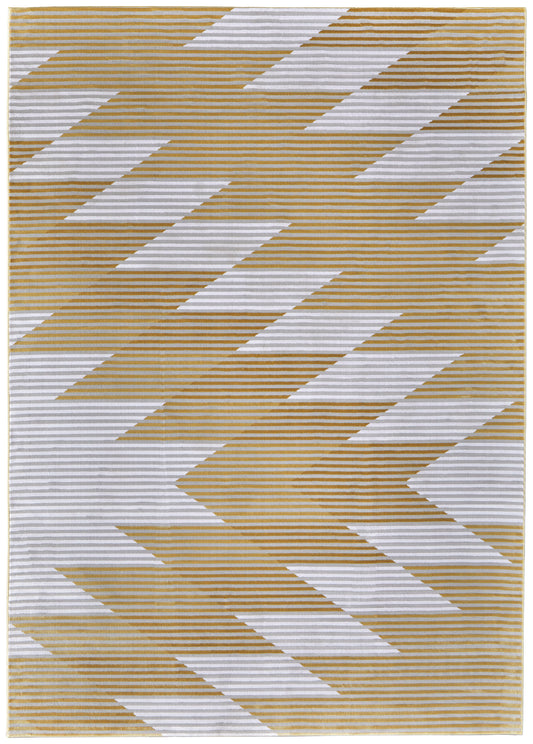 Marigold Modern/Mid-Century Modern/Industrial Geometric/Gradient & Ombre/Herringbone Gold/Gray/White - Feizy Rug