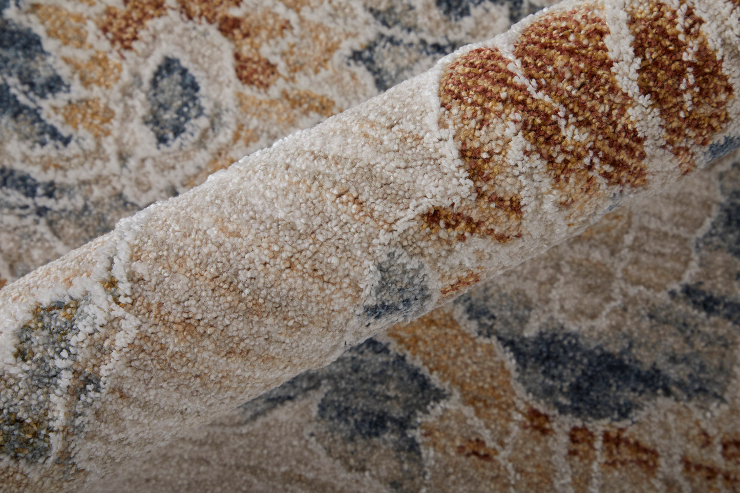 Pasha Transitional/Bohemian & Eclectic/Cottage Taupe/Ivory/Blue Area Rug