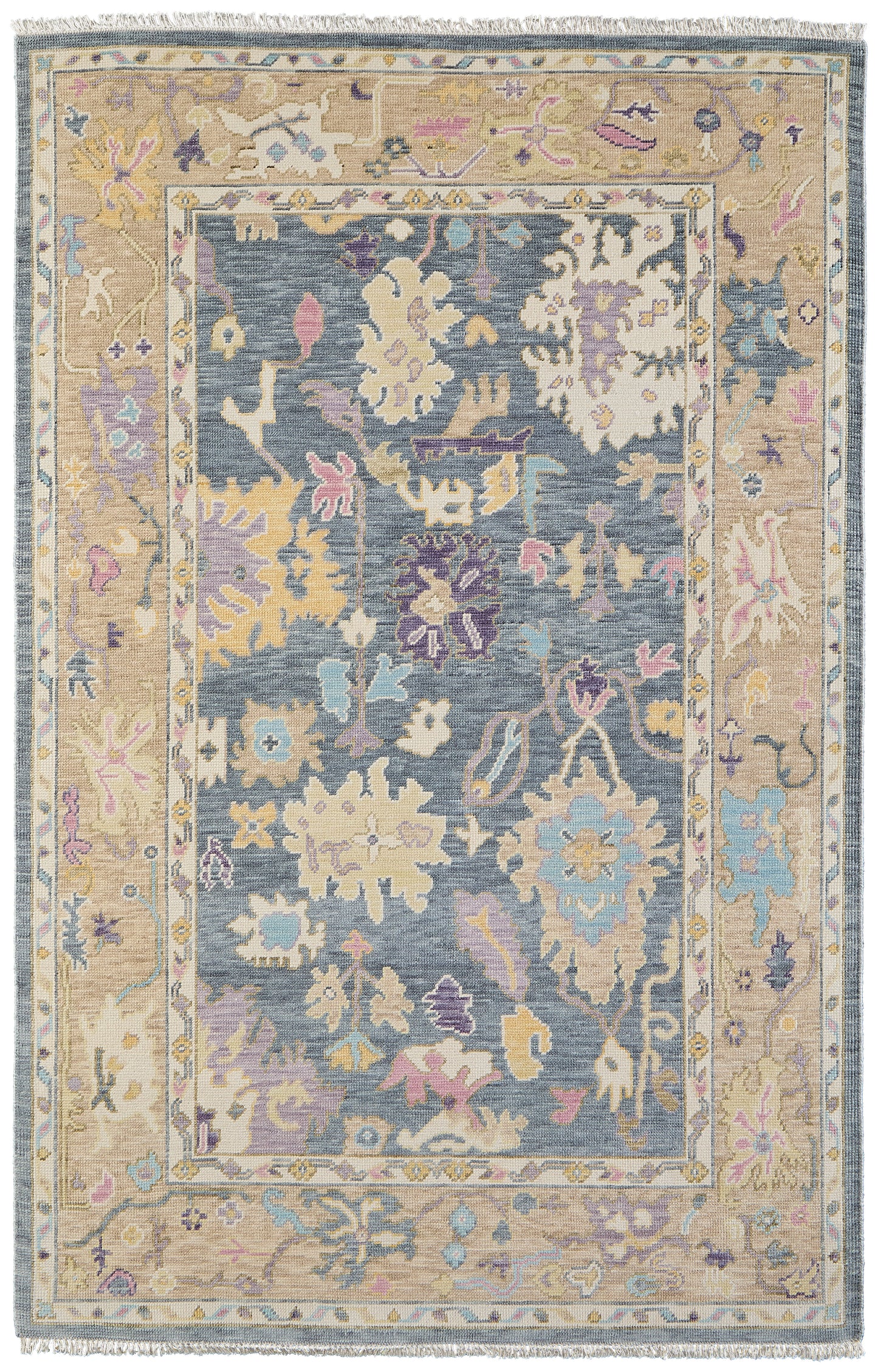 Karina Traditional/Bohemian & Eclectic/Craftsman Persian/Bordered/Floral & Botanical Gold/Blue/Purple - Feizy Rug